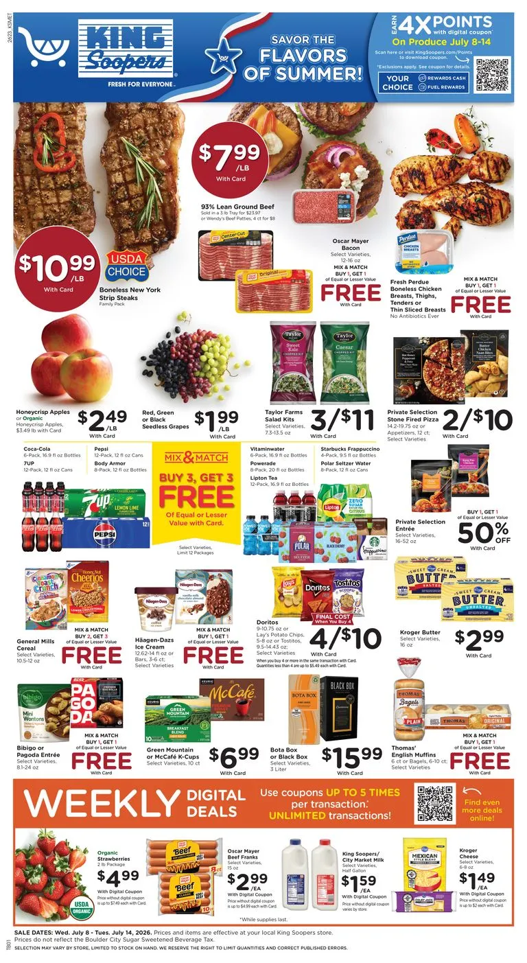 Current King Soopers leaflet valid from Wednesday 07/08/2026 to Tuesday 07/14/2026