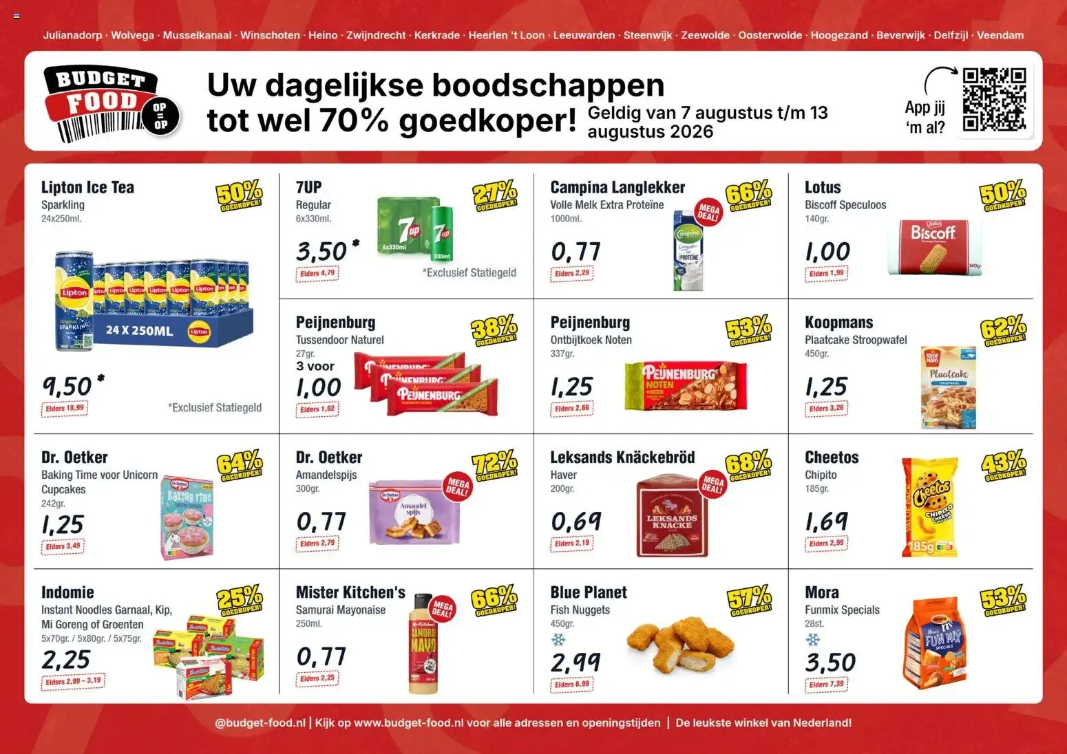 Budget Food: Uw dagelijkse boodschappen tot wel 70% goedkoper! van 7 augustus tot 13 augustus 2026 - Folder pagina 1
