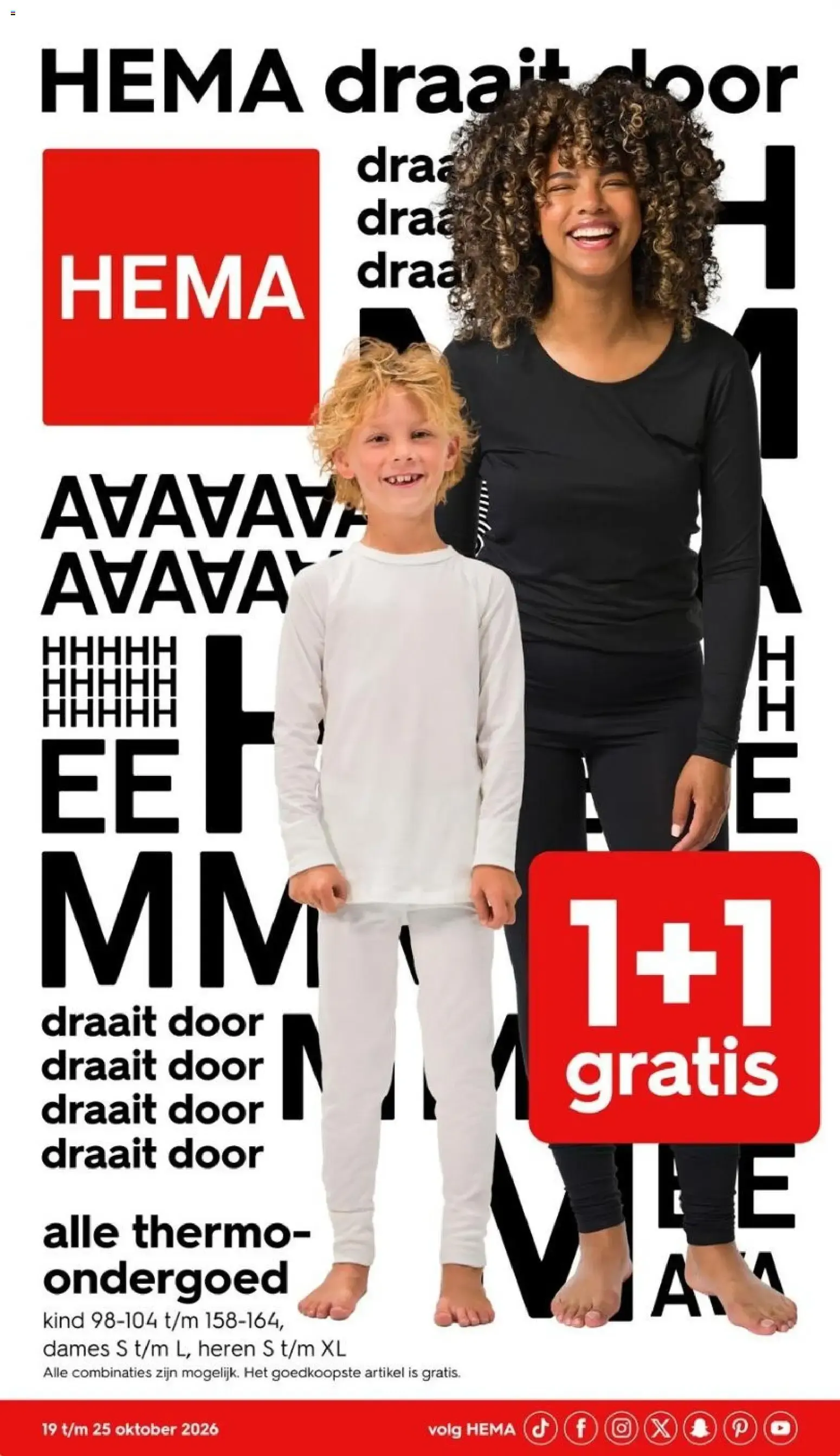 HEMA: 1+1 gratis en ropa interior térmica van 19 oktober tot 25 oktober 2026 - Folder pagina 1
