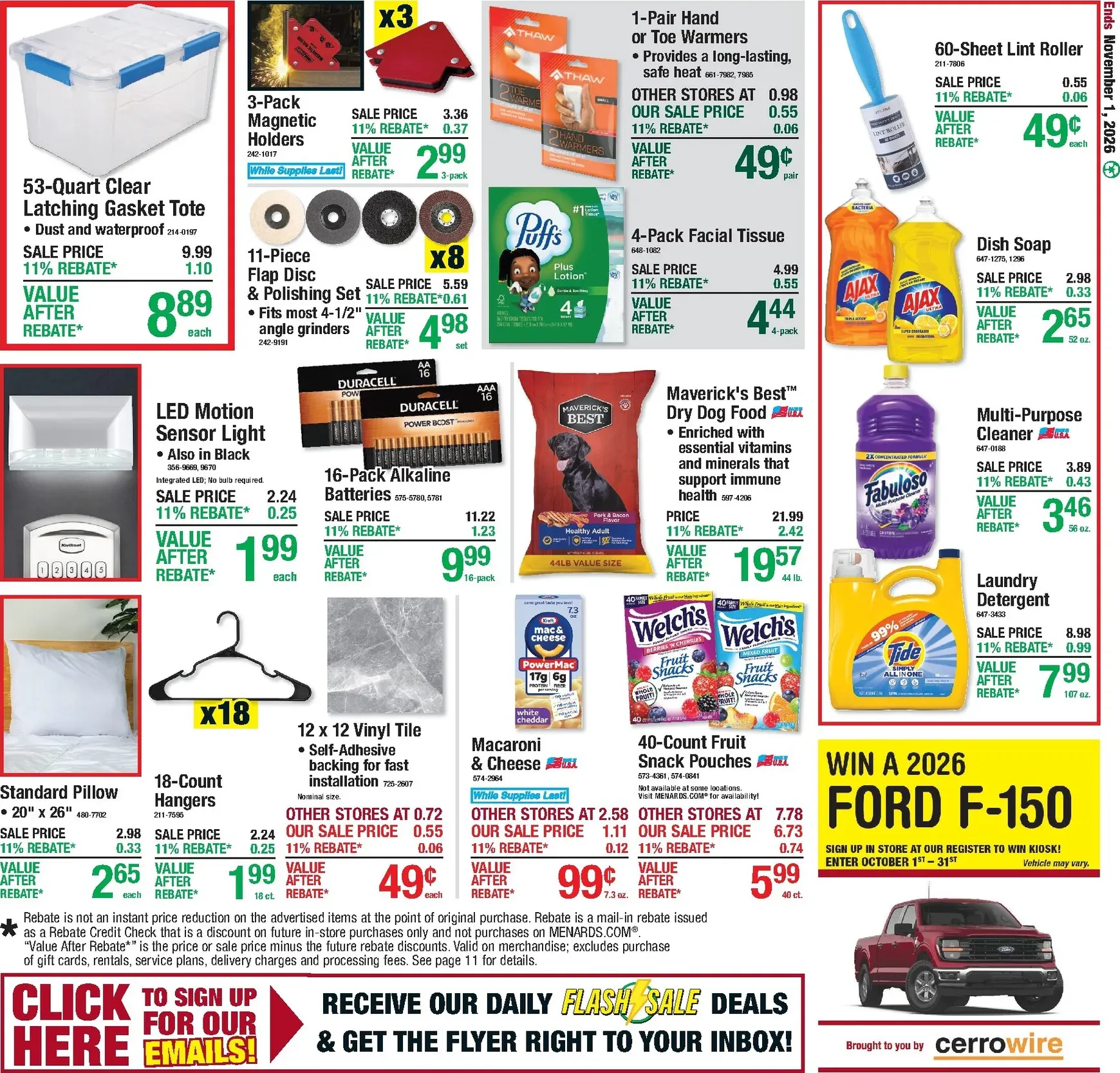 Weekly promotion Current Menards leaflet valid from Thursday 10/22/2026 to Sunday 11/01/2026 spanning from October 22 to November 1 2026 - Page 20 for Catalogue 365