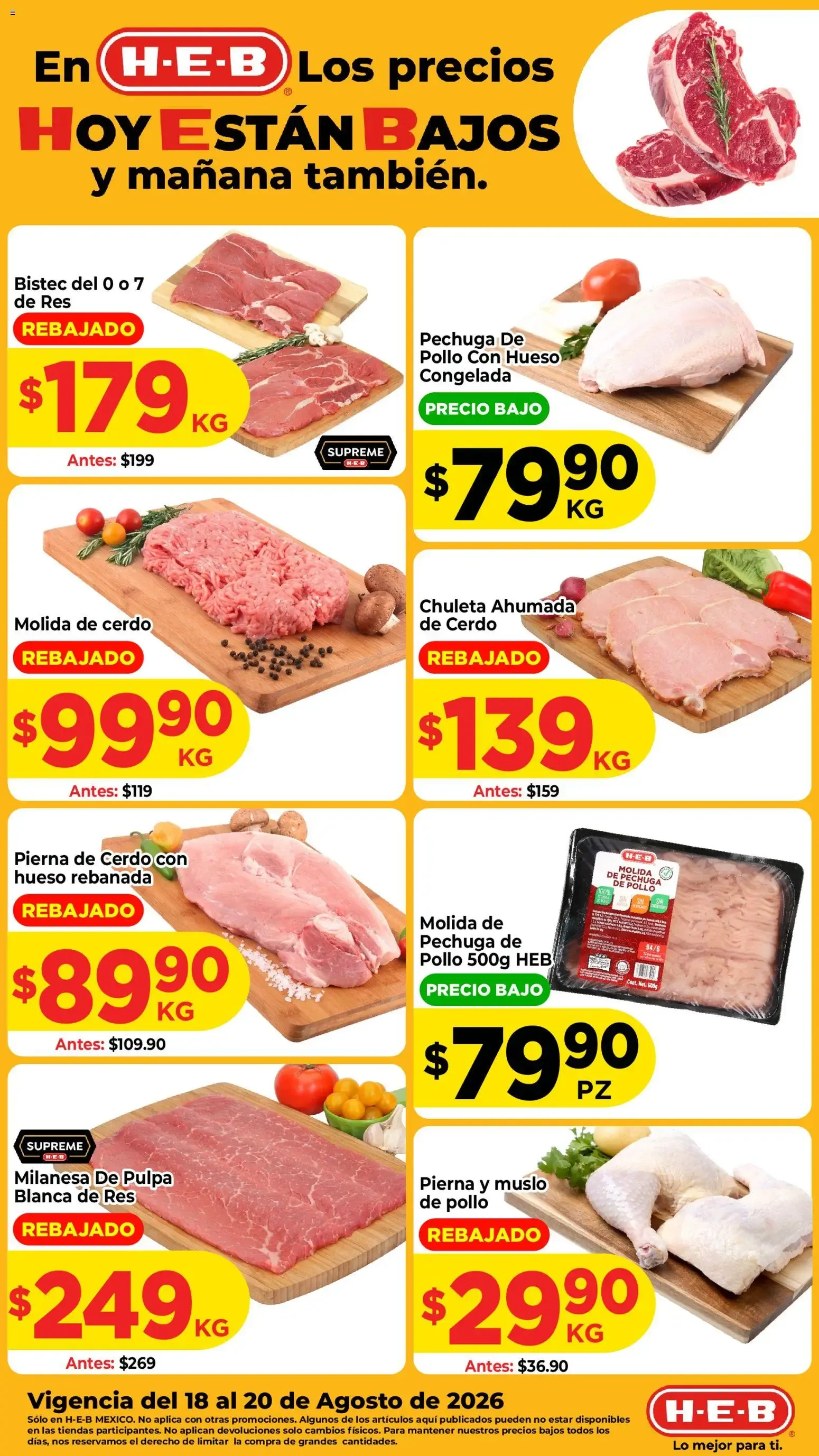 Catálogo de H-E-B folleto Los precios hoy están bajos (18/08/2026 - 20/08/2026) - catálogo en línea 18 de agosto al 20 de agosto 2026 - Pagina 1