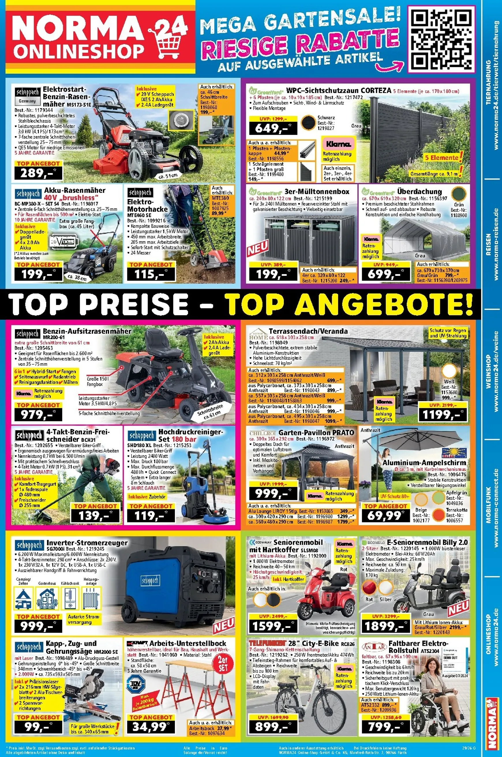 NORMA 24 ONLINESHOP MEGA GARTENSALE! RIESIGE RABATTE AUF AUSGEWÄHLTE ARTIKEL von 13. Juli bis 19. Juli 2026 - Prospekt seite 1