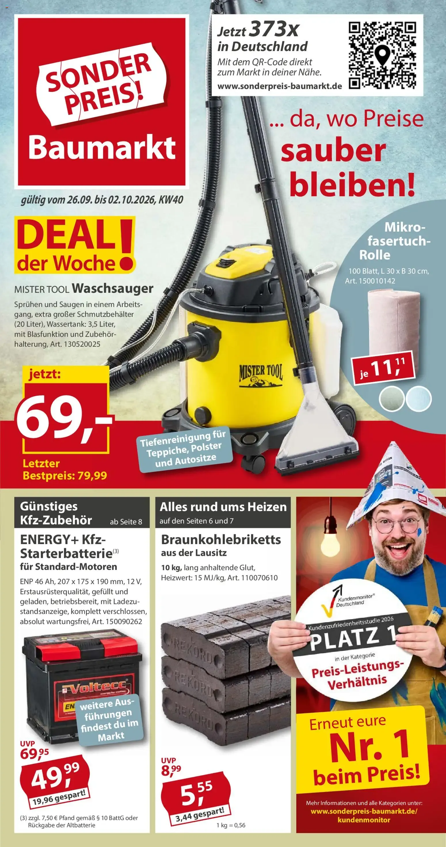Sonderpreis Baumarkt Prospekt von 26. September bis 2. Oktober 2026 - Prospekt seite 1