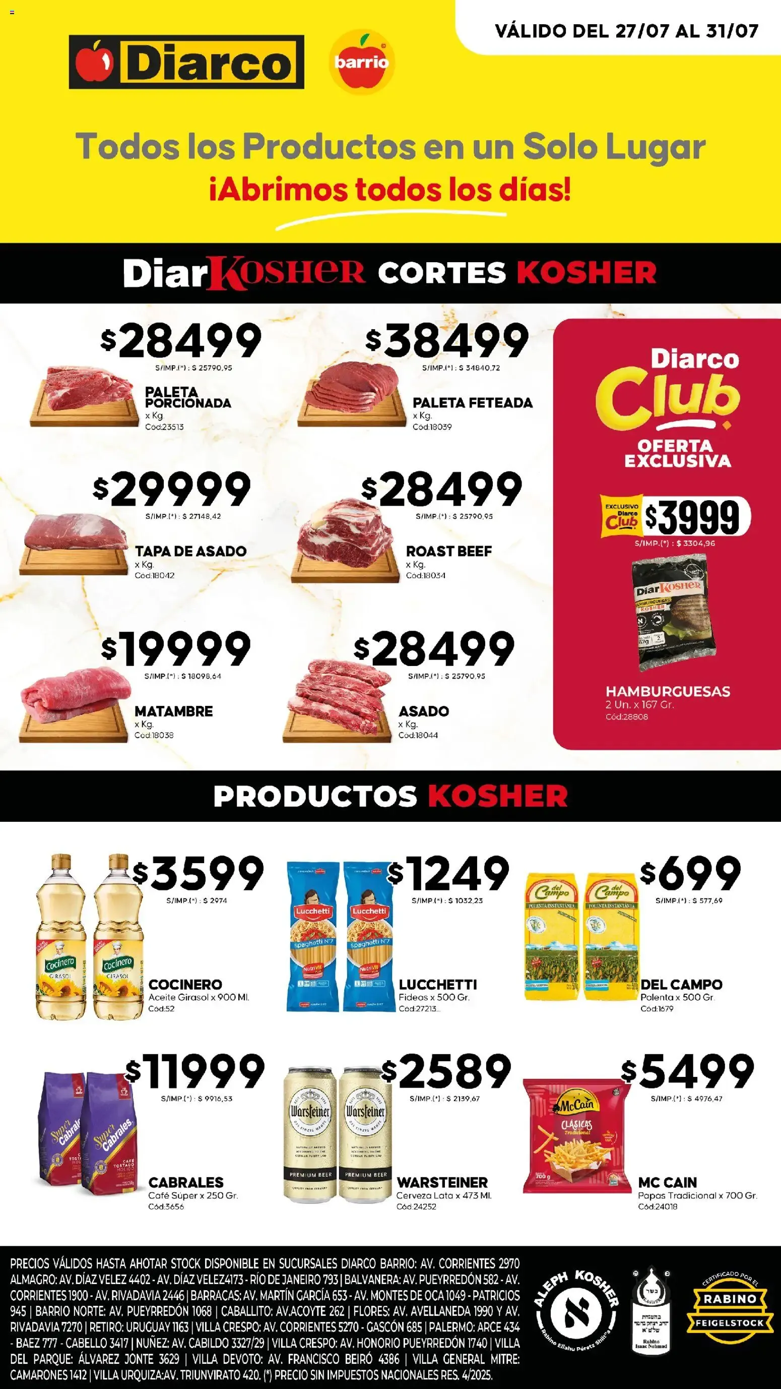 Ofertas de Diarco - Ofertas Kosher del 27/07/2026 - 31/07/2026 27 de julio al 31 de julio 2026 - Página 1 del catálogo