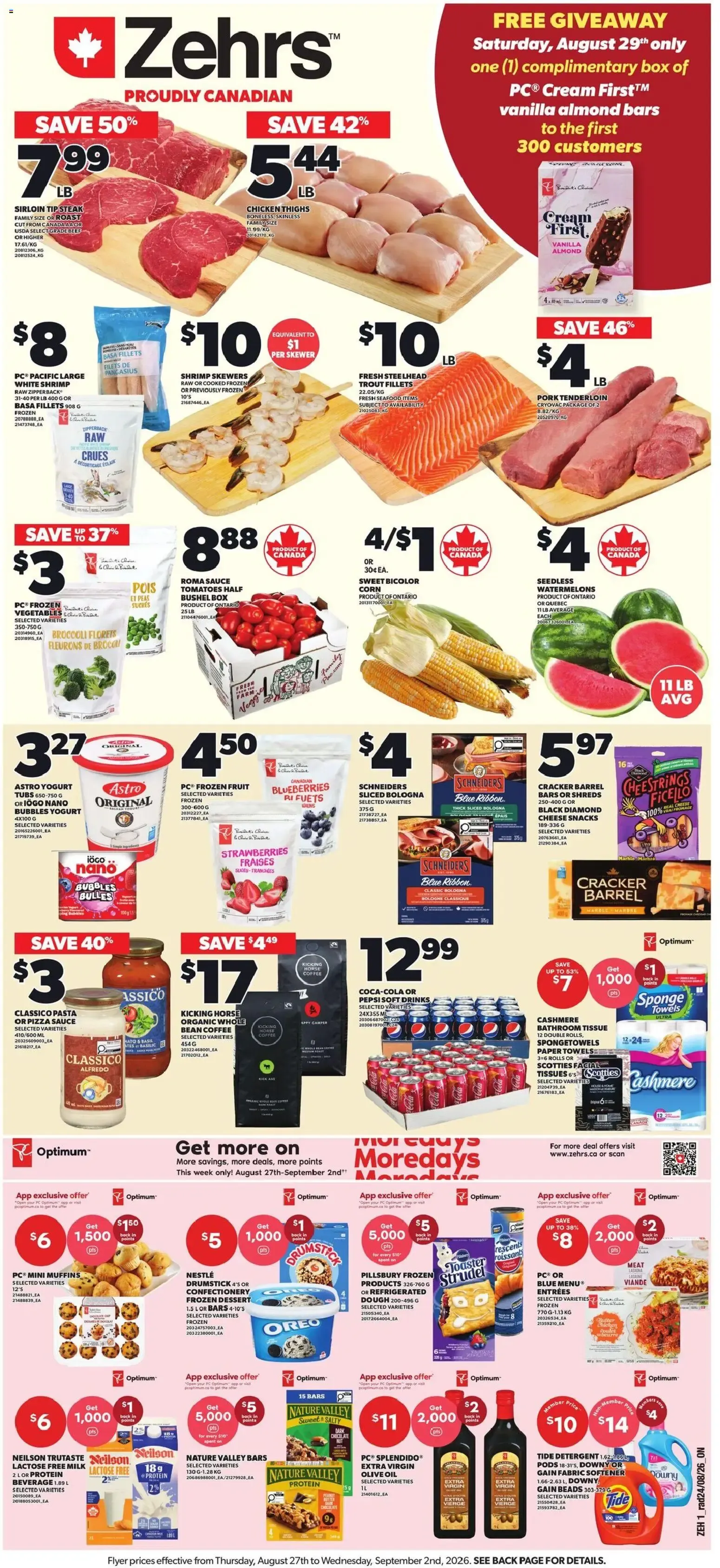 Zehrs weekly flyer / circulaire from Aug 27, 2026 > weekly specials & deals from August 27 to September 2 2026 - flyer page 1