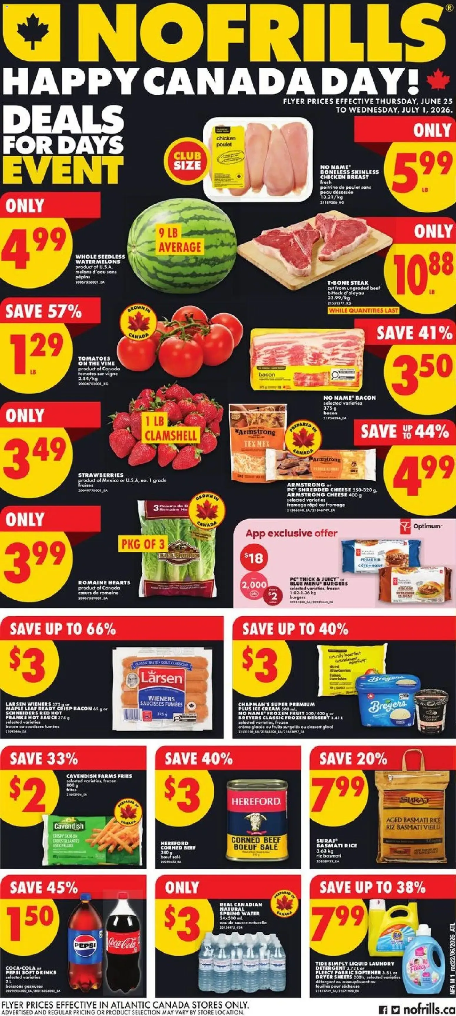 No Frills Happy Canada Day! Deals for Days Event from June 25 to July 1 2026 - flyer page 1