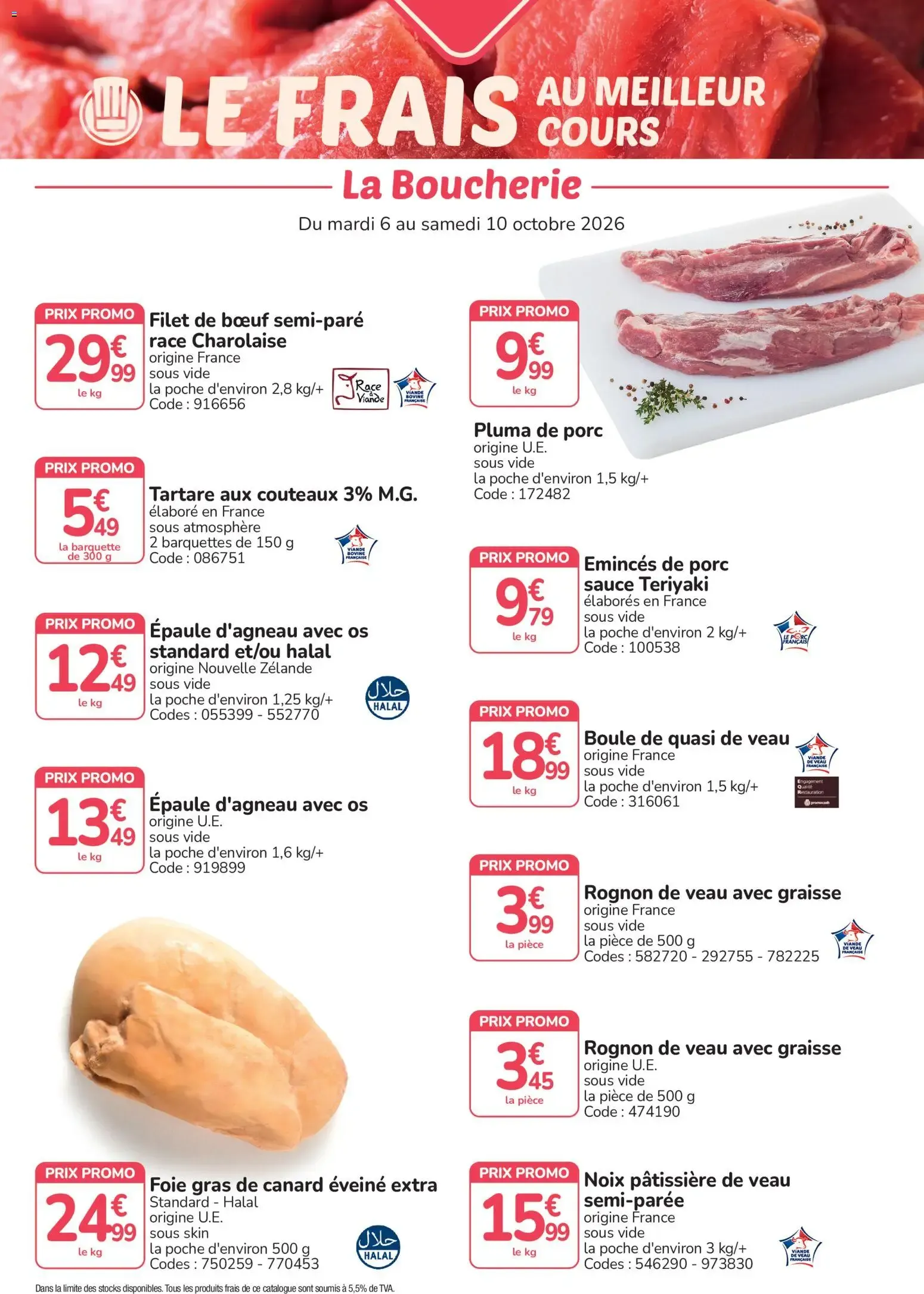 LE FRAIS AU MEILLEUR COURS La Boucherie du 6 octobre au 10 octobre 2026 - Catalogue page 1