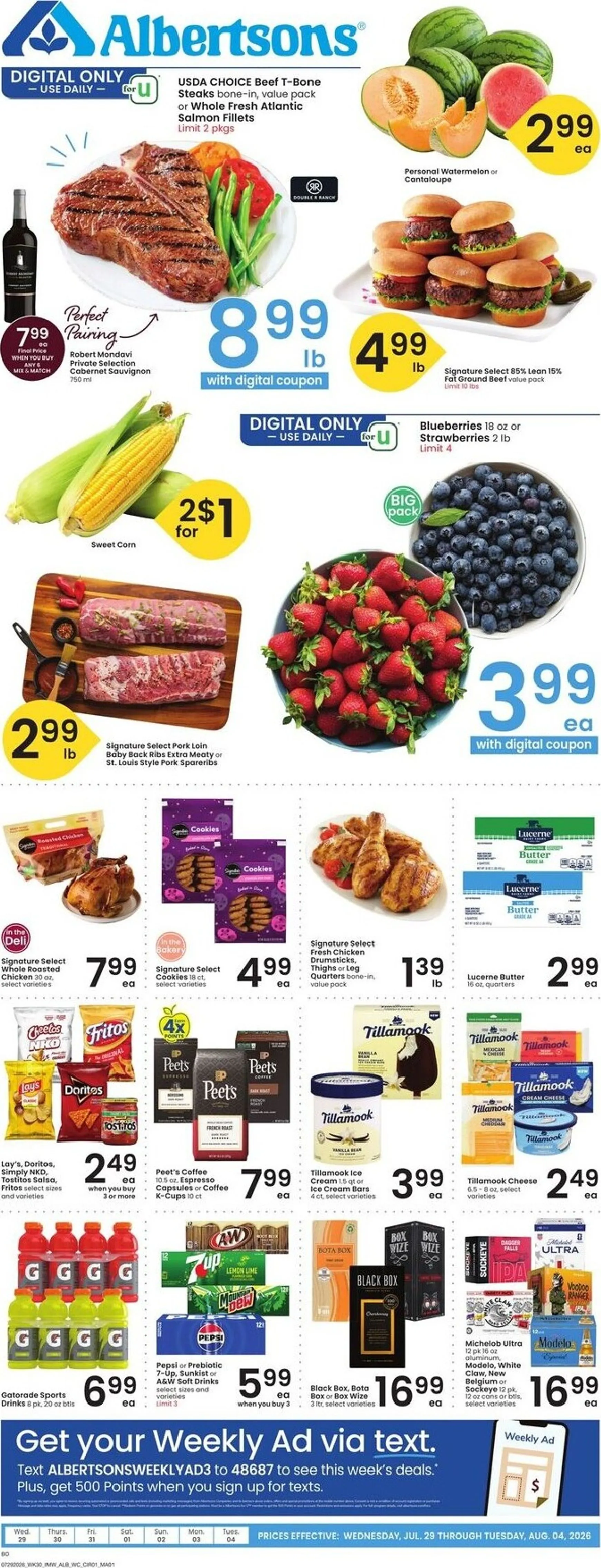 Weekly ad Future Albertsons flyer valid from Wednesday 07/29/2026 to Tuesday 08/04/2026 from July 29 to August 4 2026 - Page 1