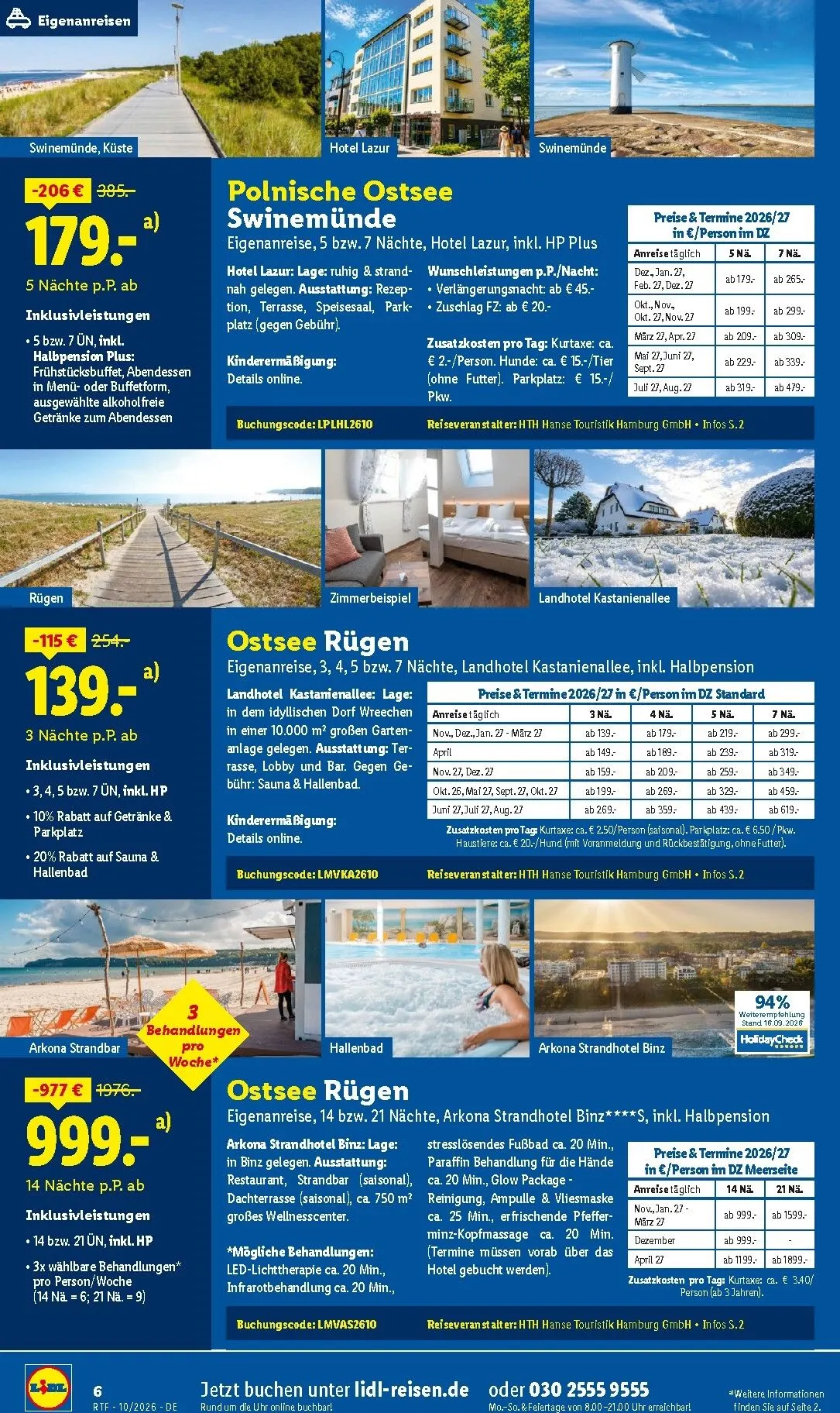 Lidl - Reise-Highlights Prospekt – von Mittwoch 14.10.2026 bis Sonntag 15.11.2026 von 14. Oktober bis 15. November 2026 - Prospekt seite 6
