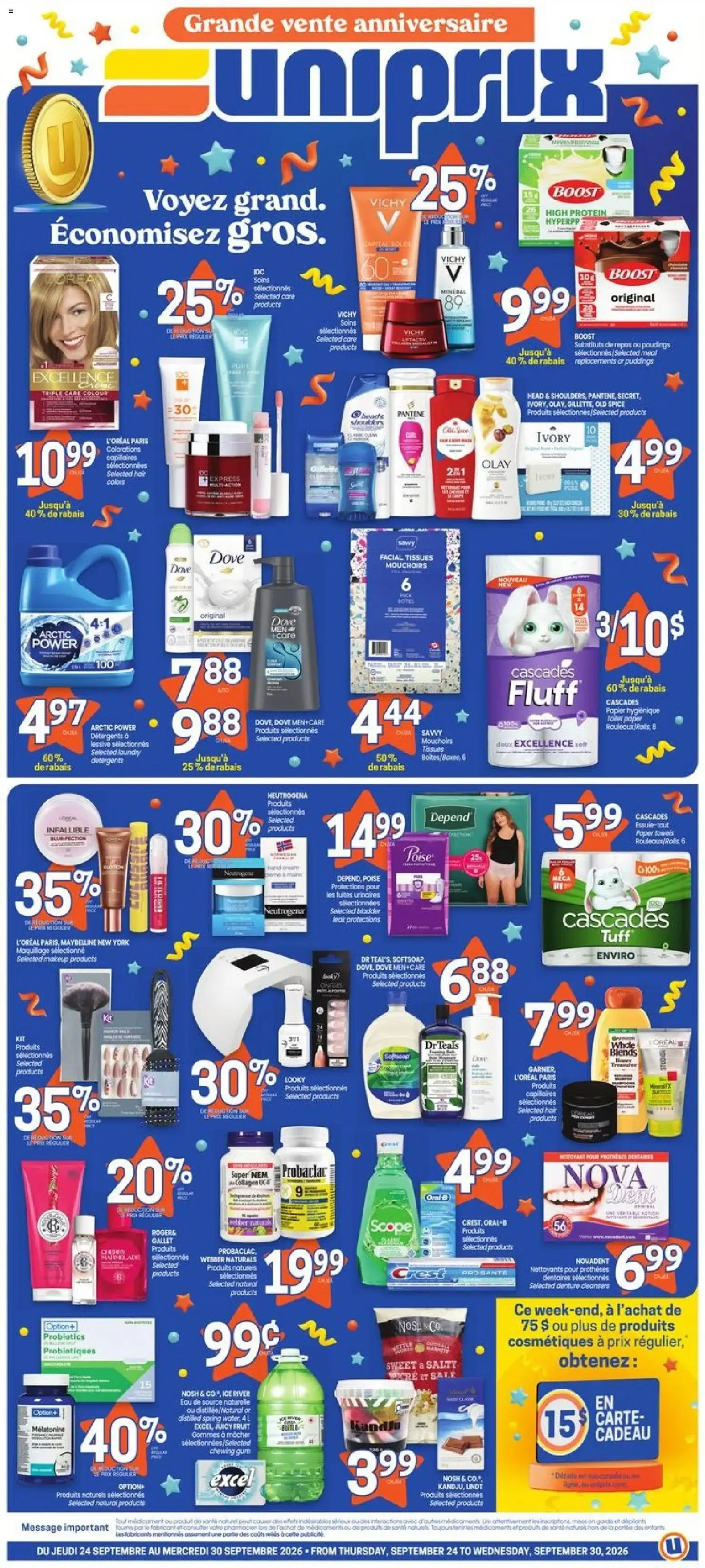 Uniprix weekly flyer / circulaire from Sep 24, 2026 > weekly specials & deals from September 24 to September 30 2026 - flyer page 1