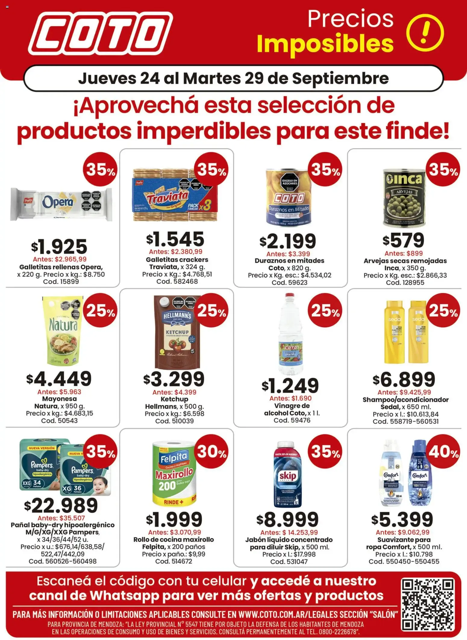 Ofertas de COTO - Precios Imposibles 24 de septiembre al 29 de septiembre 2026 - Página 1 del catálogo