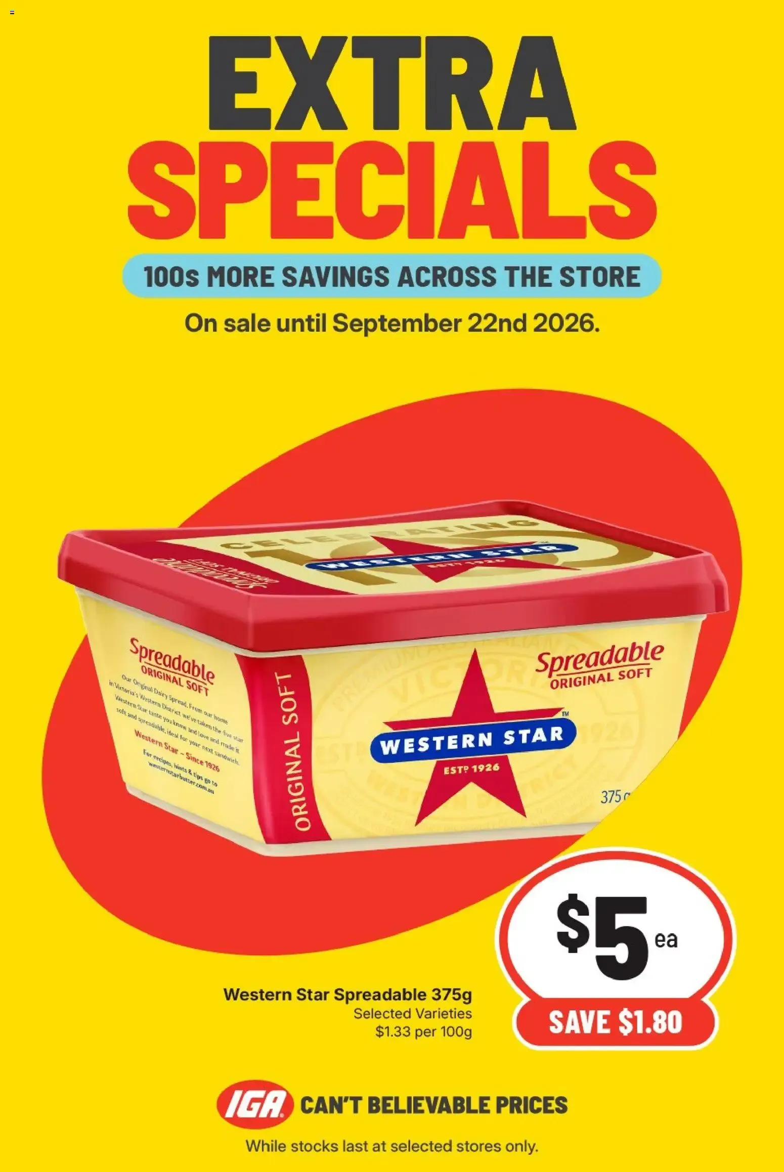 IGA Extra Specials - Catalogue valid from 16 September to 22 September 2026 - page 1