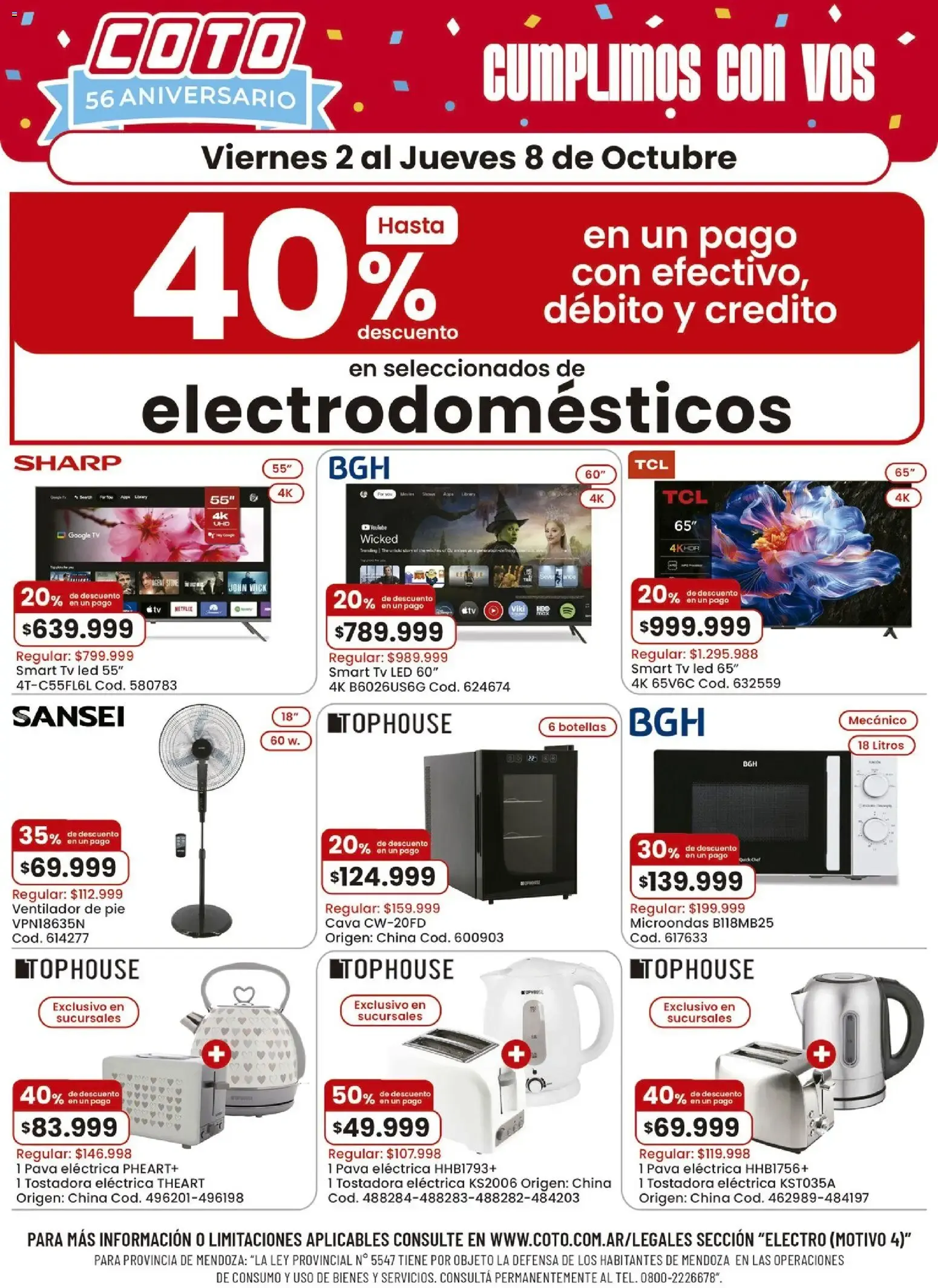 Ofertas de Coto: Descuentos en electrodomésticos 2 de octubre al 8 de octubre 2026 - Página 1 del catálogo
