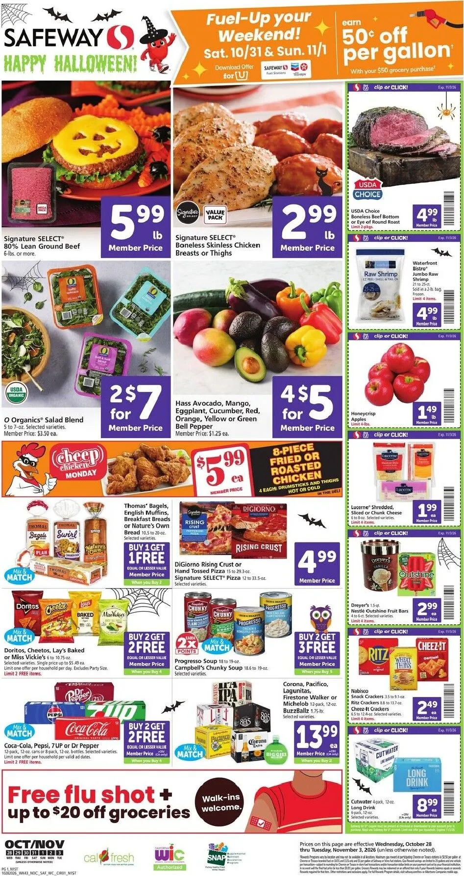 Weekly ad Current Safeway leaflet valid from Wednesday 10/28/2026 to Tuesday 11/03/2026 from October 28 to November 3 2026 - Page 1