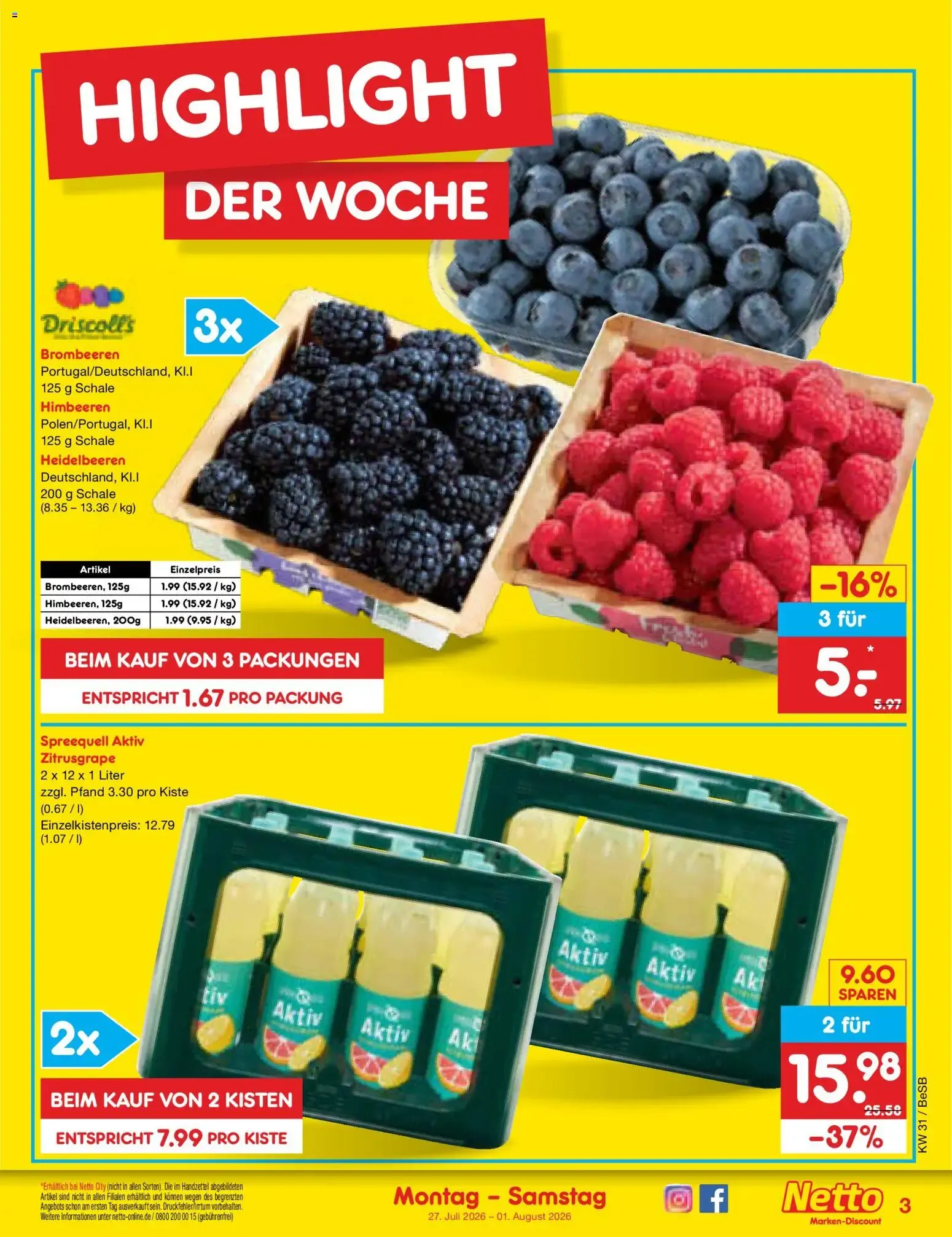Netto Marken-Discount Prospekt (ab 27.07.2026) » Angebote von 27. Juli bis 1. August 2026 - Prospekt seite 3