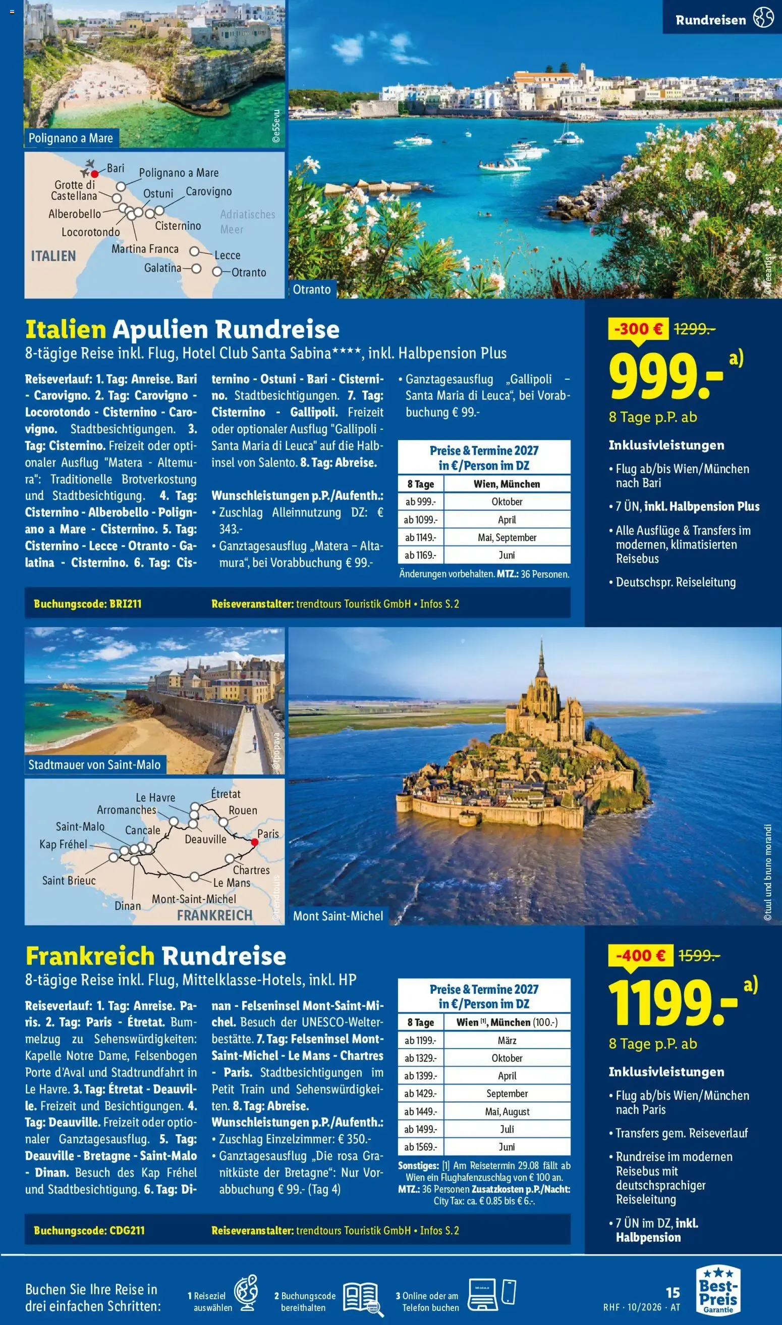Lidl Reisen: Buchbar vom 30.09. bis 31.10.2026 von 30. September bis 31. Oktober 2026 - Flugblätt seite 15