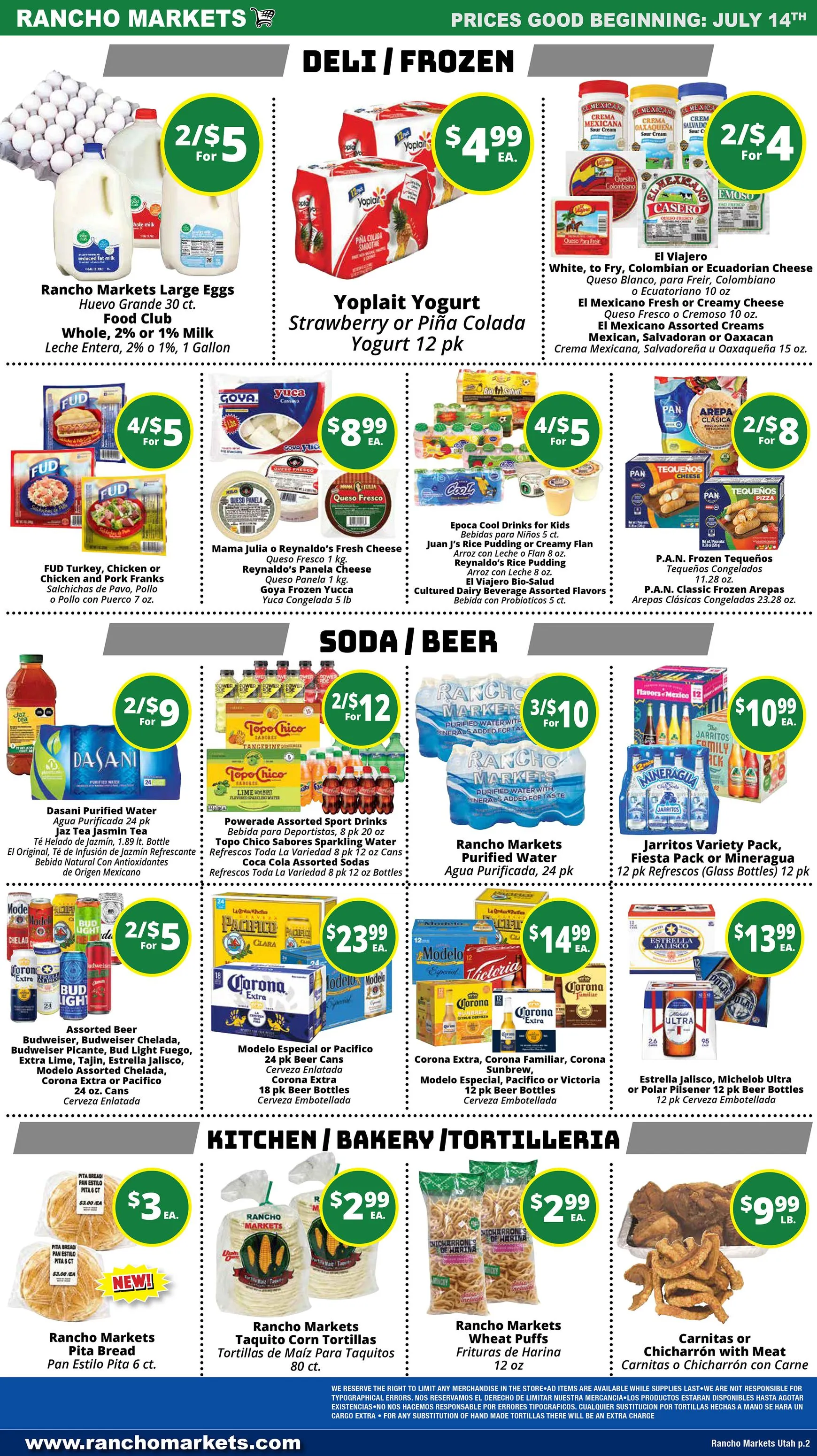 Weekly ad Current Rancho Markets leaflet valid from Tuesday 07/14/2026 to Monday 07/20/2026 from July 14 to July 20 2026 - Page 2