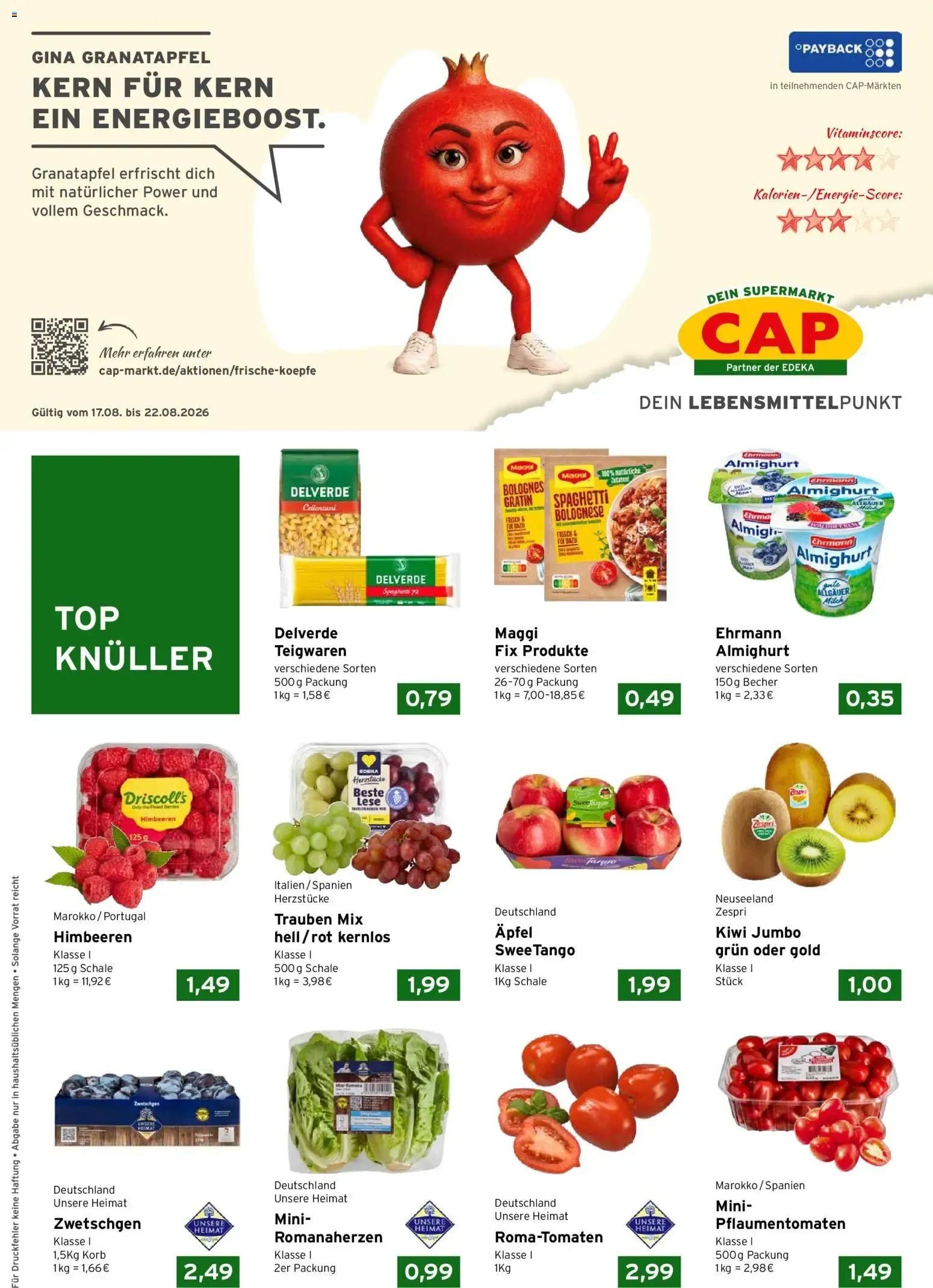 CAP Markt: Gina Granatapfel y ofertas de productos frescos von 17. August bis 22. August 2026 - Prospekt seite 1