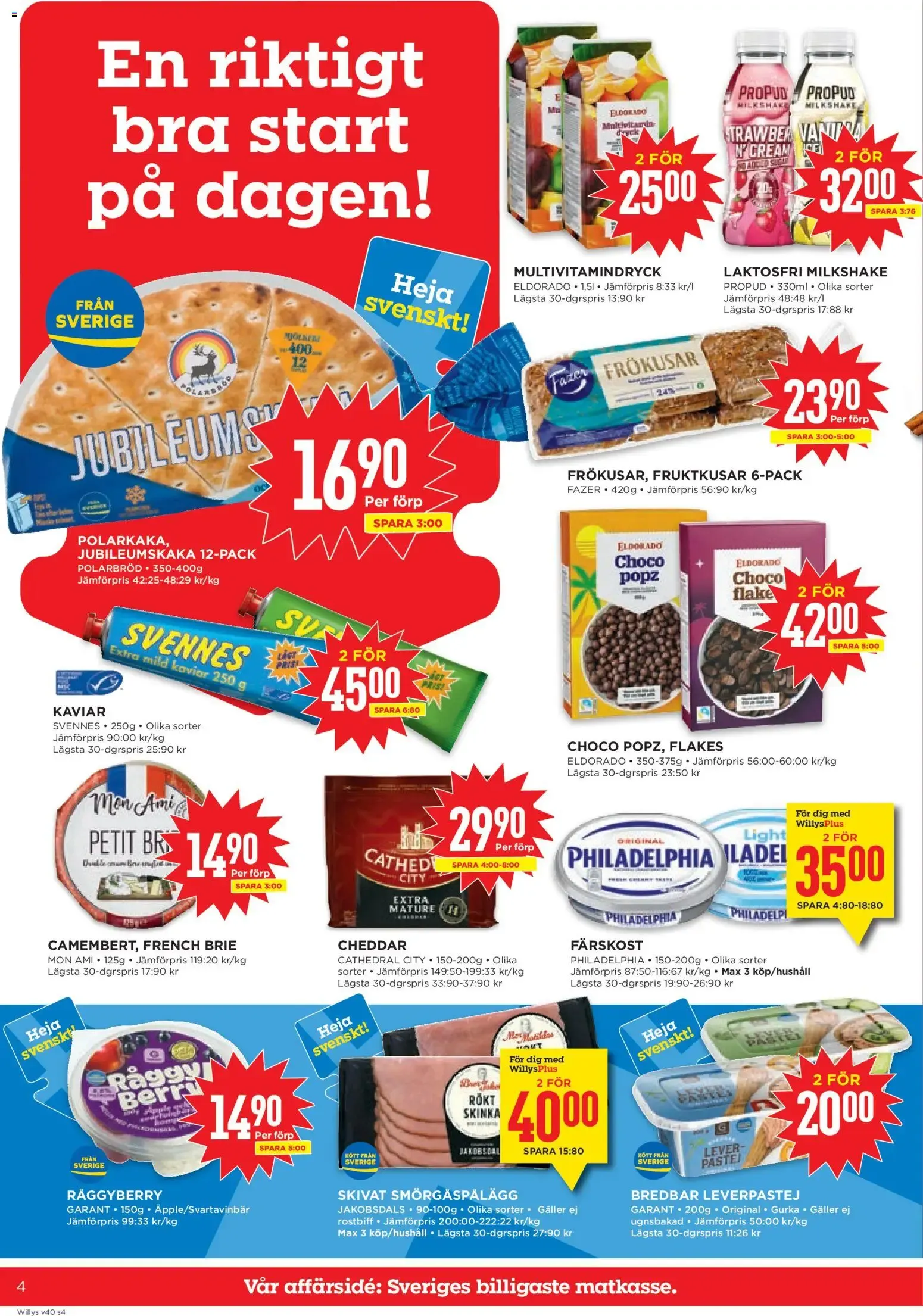 Willys: Sveriges billigaste matkasse från 28 september till 4 oktober 2026 - Reklamblad sidor 4
