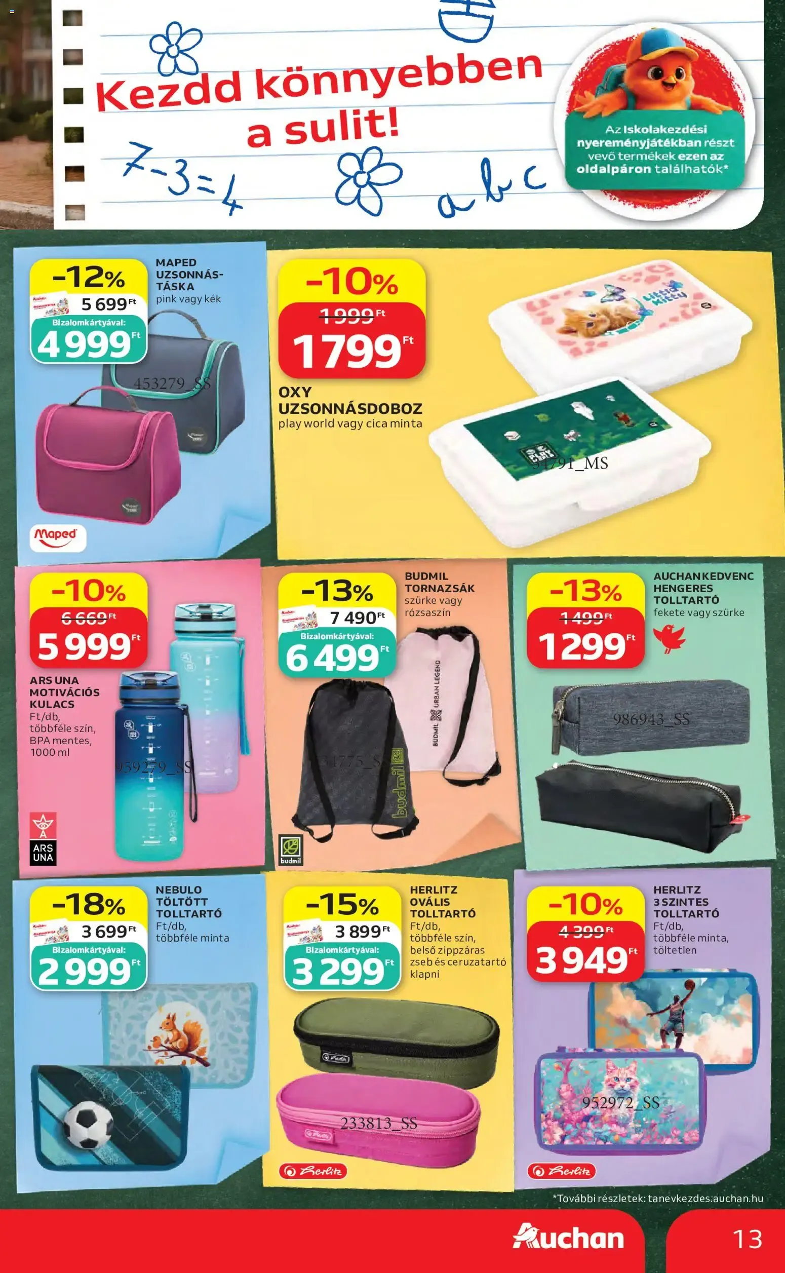Katalógus Auchan Iskolakezdés ajánlatok - 2026.08.06. -tól/töl > akció, lapozható szórólap 🛍️ augusztus 6.-tól augusztus 19.-ig 2026. - Oldal 13