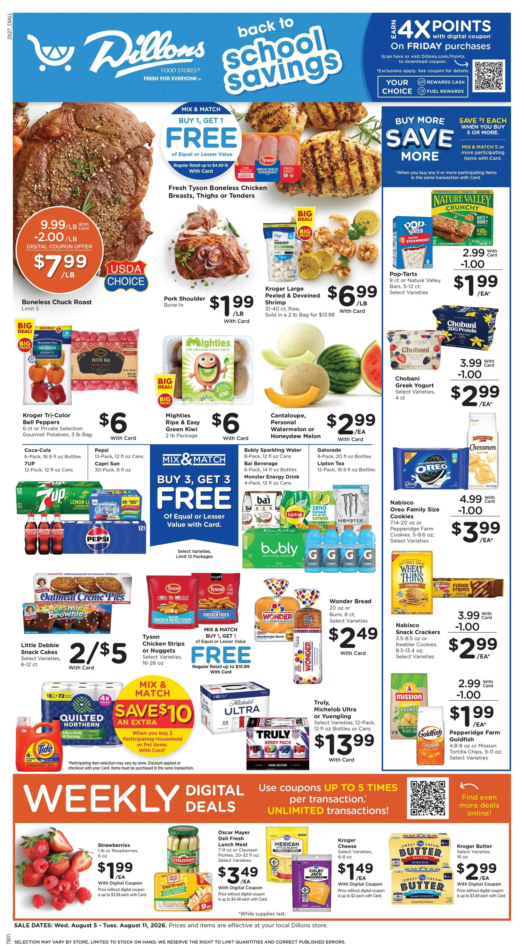 Weekly ad Current Dillons leaflet valid from Wednesday 08/05/2026 to Tuesday 08/11/2026 from August 5 to August 11 2026 - Page 1