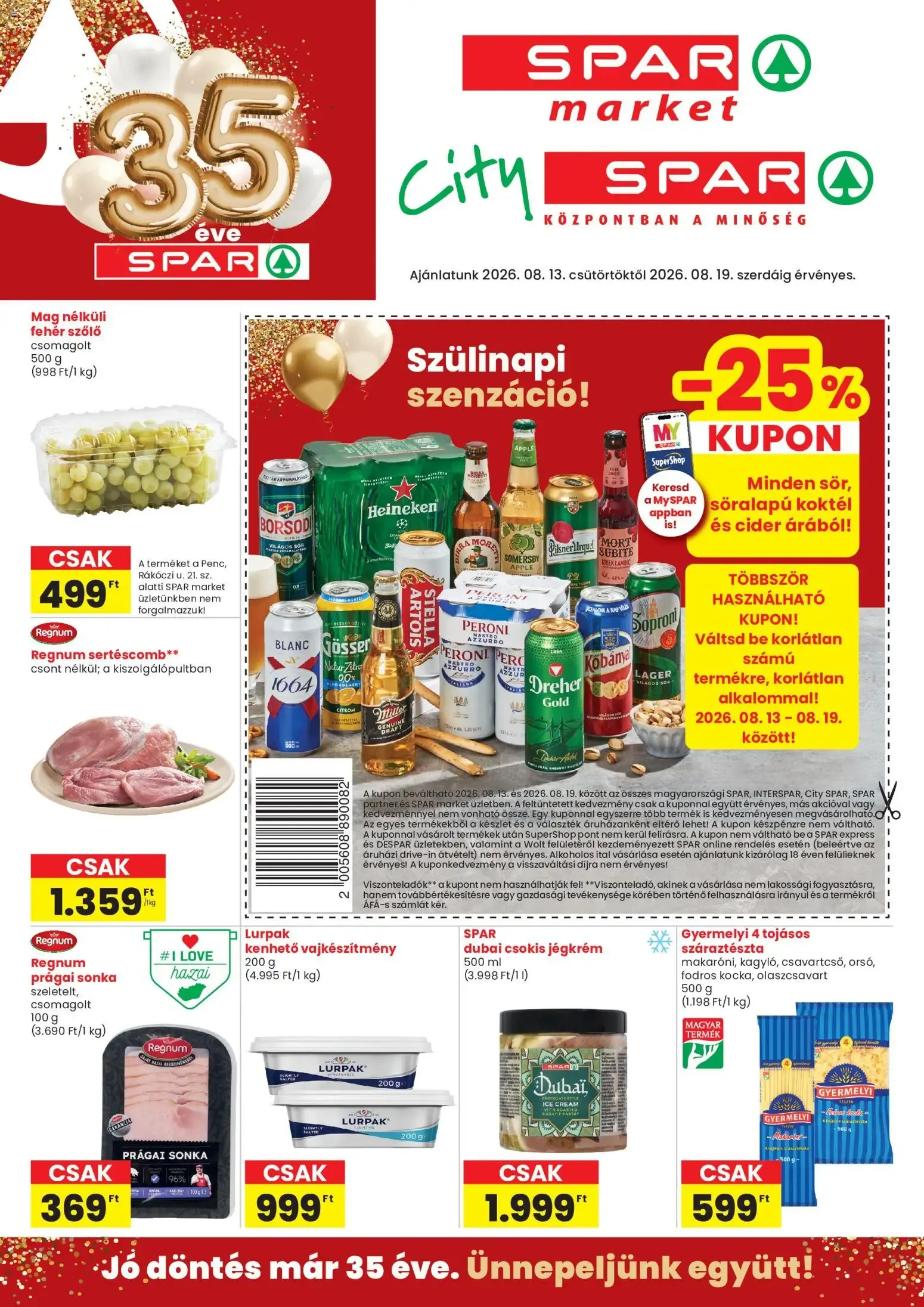Katalógus Spar City szórólap - 2026.08.13.-tól augusztus 13.-tól augusztus 19.-ig 2026. - Oldal 1