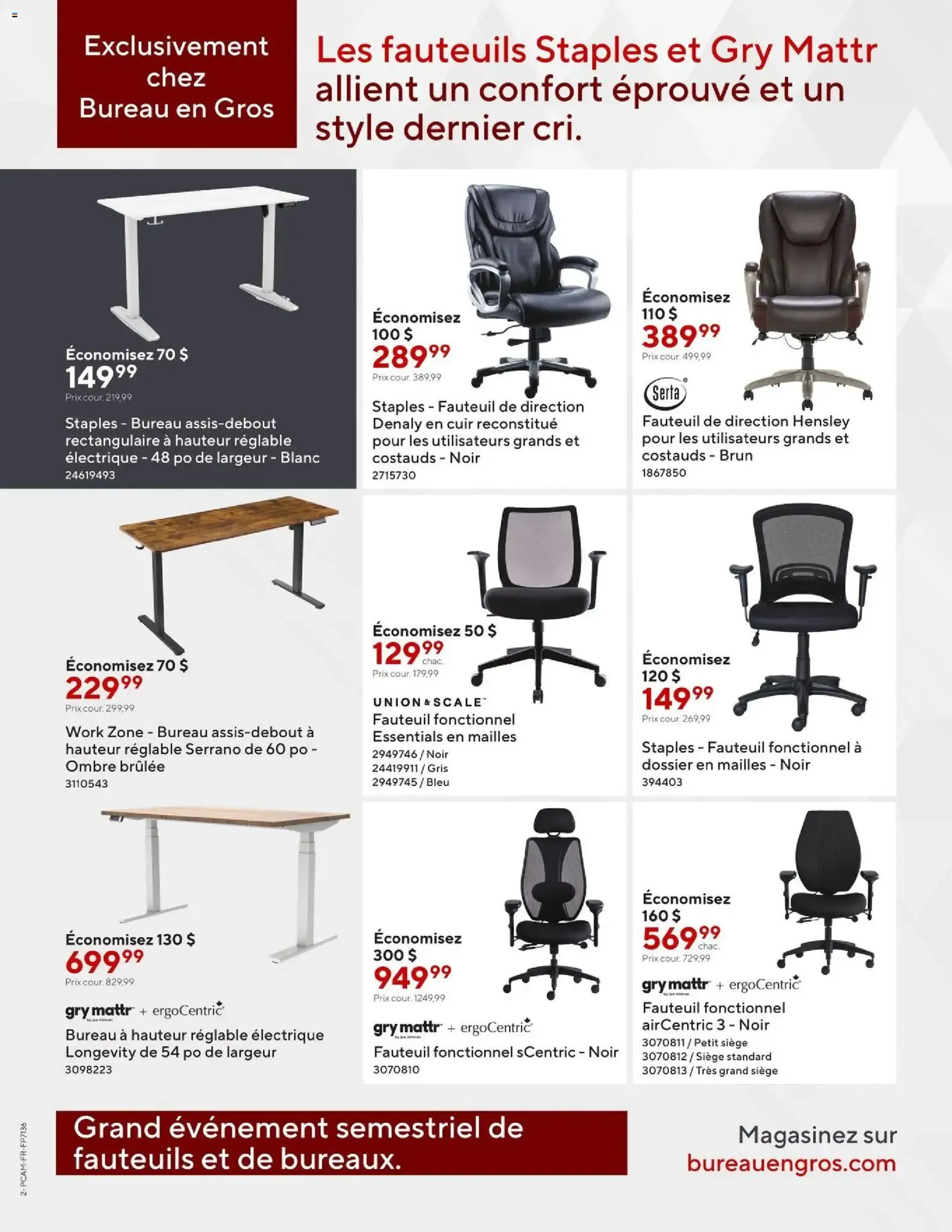 Grand événement semestriel de fauteuils et de bureaux. Économisez jusqu'à 40% Fauteuils à partir de 79,99 $ from October 16 to November 5 2026 - flyer page 4