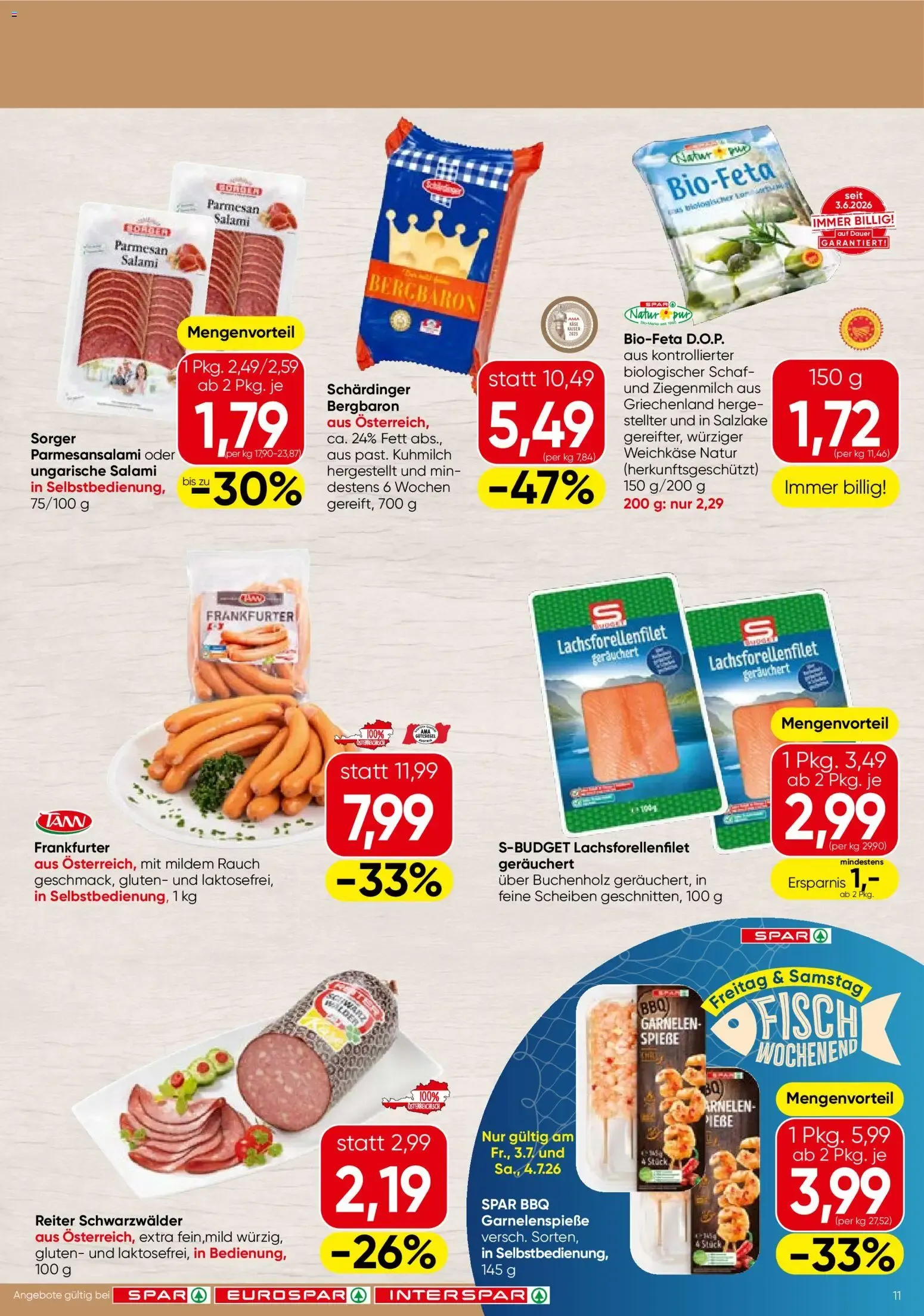 SPAR EUROSPAR INTERSPAR - SPAR - Angebote von 1. Juli bis 15. Juli 2026 - Flugblätt seite  11