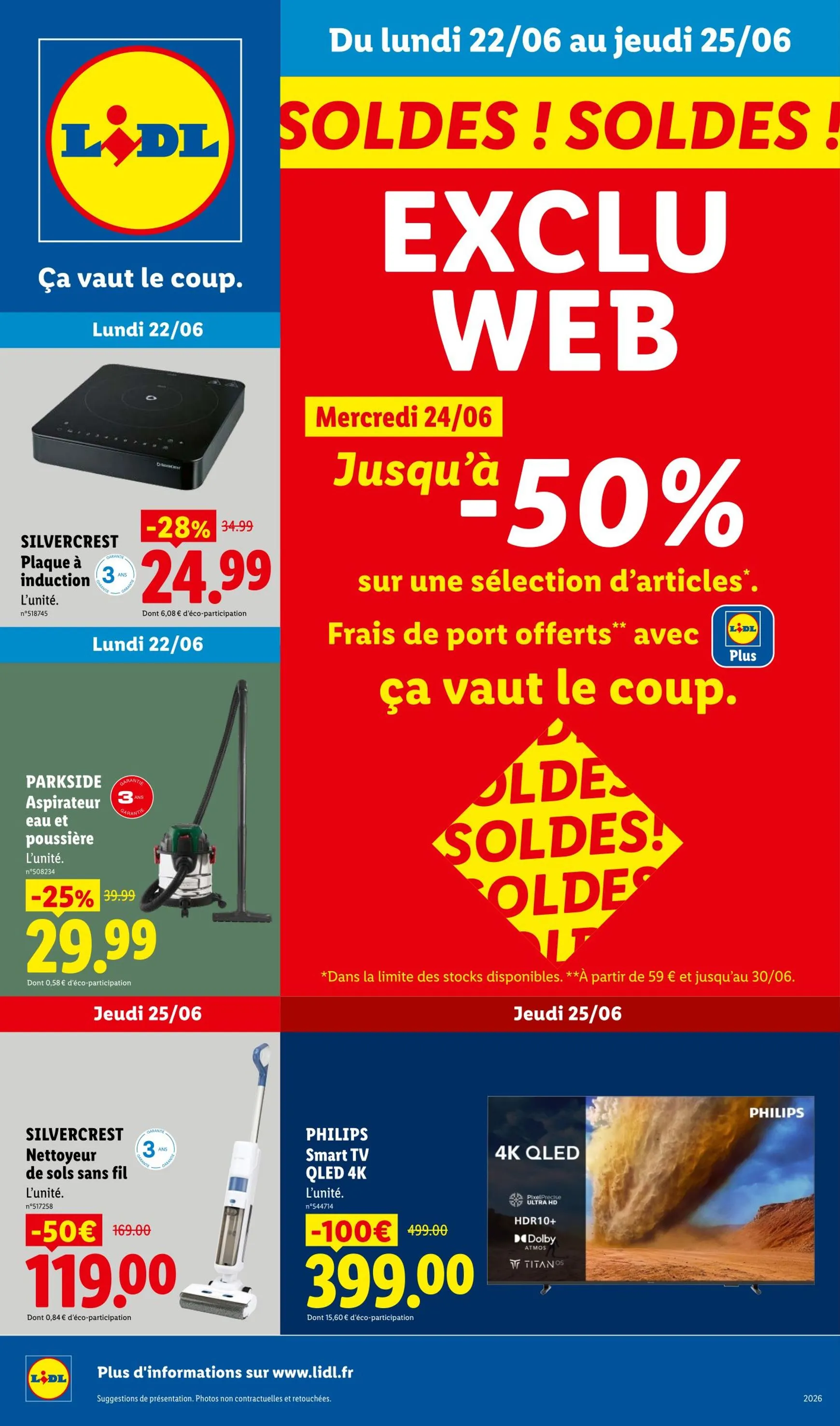 Current Lidl - Exclus Web leaflet valid from du lundi 22/06/2026 to de jeudi 25/06/2026 du 22 juin au 25 juin 2026 - Catalogue page 1
