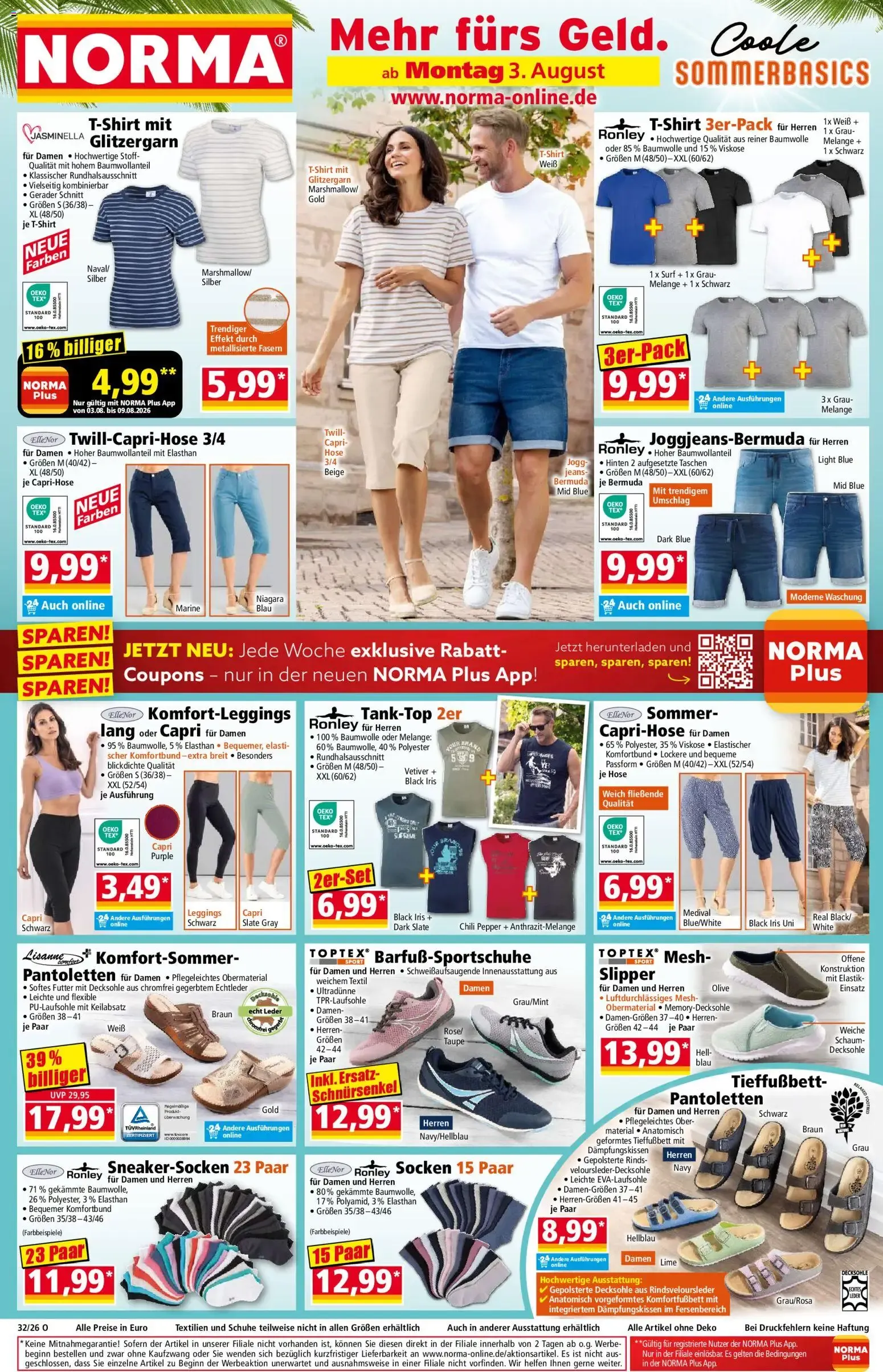 NORMA Mehr fürs Geld. Coole SOMMERBASICS von 3. August bis 9. August 2026 - Prospekt seite 1