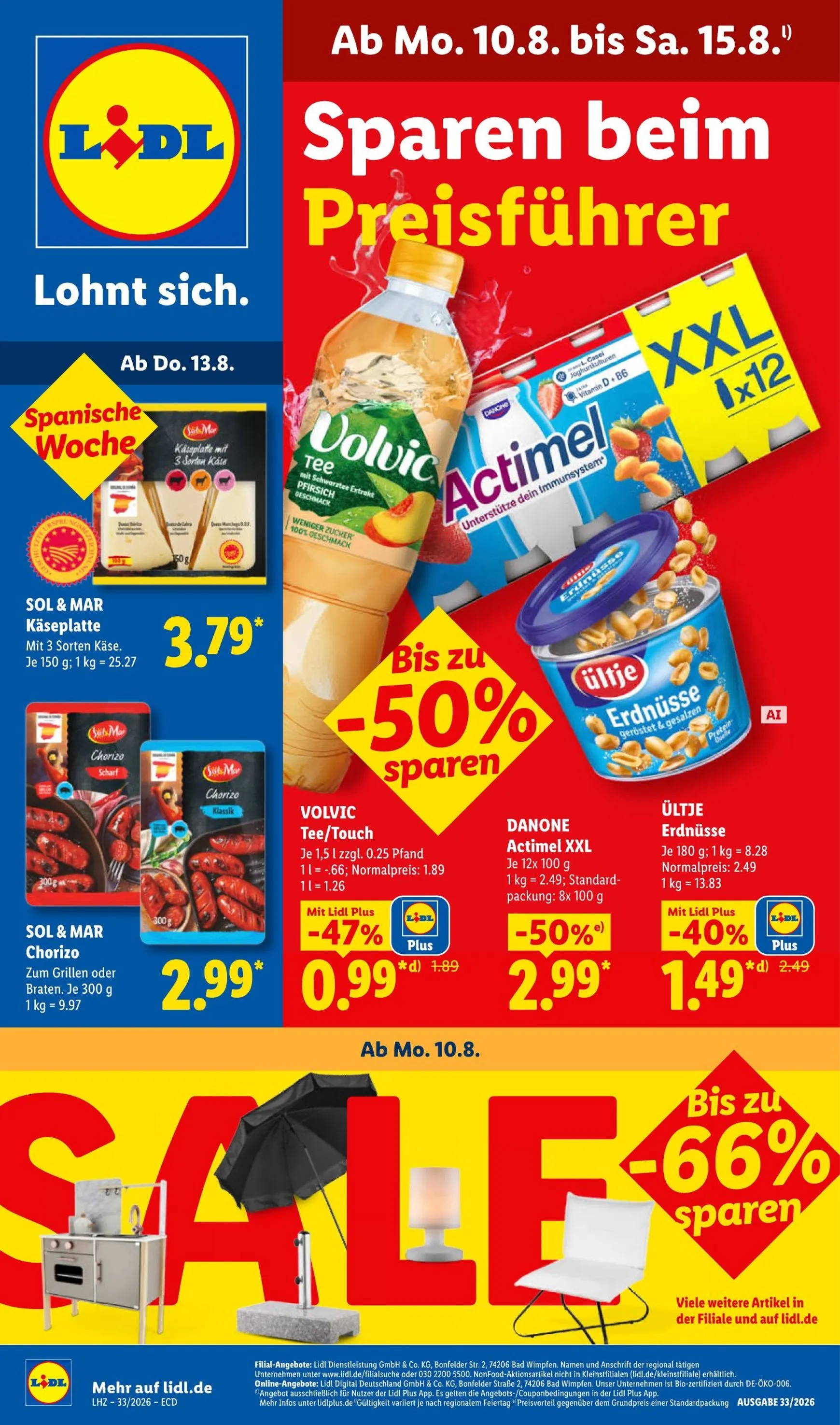 Lidl - Sparen beim Preisführer von 10. August bis 15. August 2026 - Prospekt seite 1