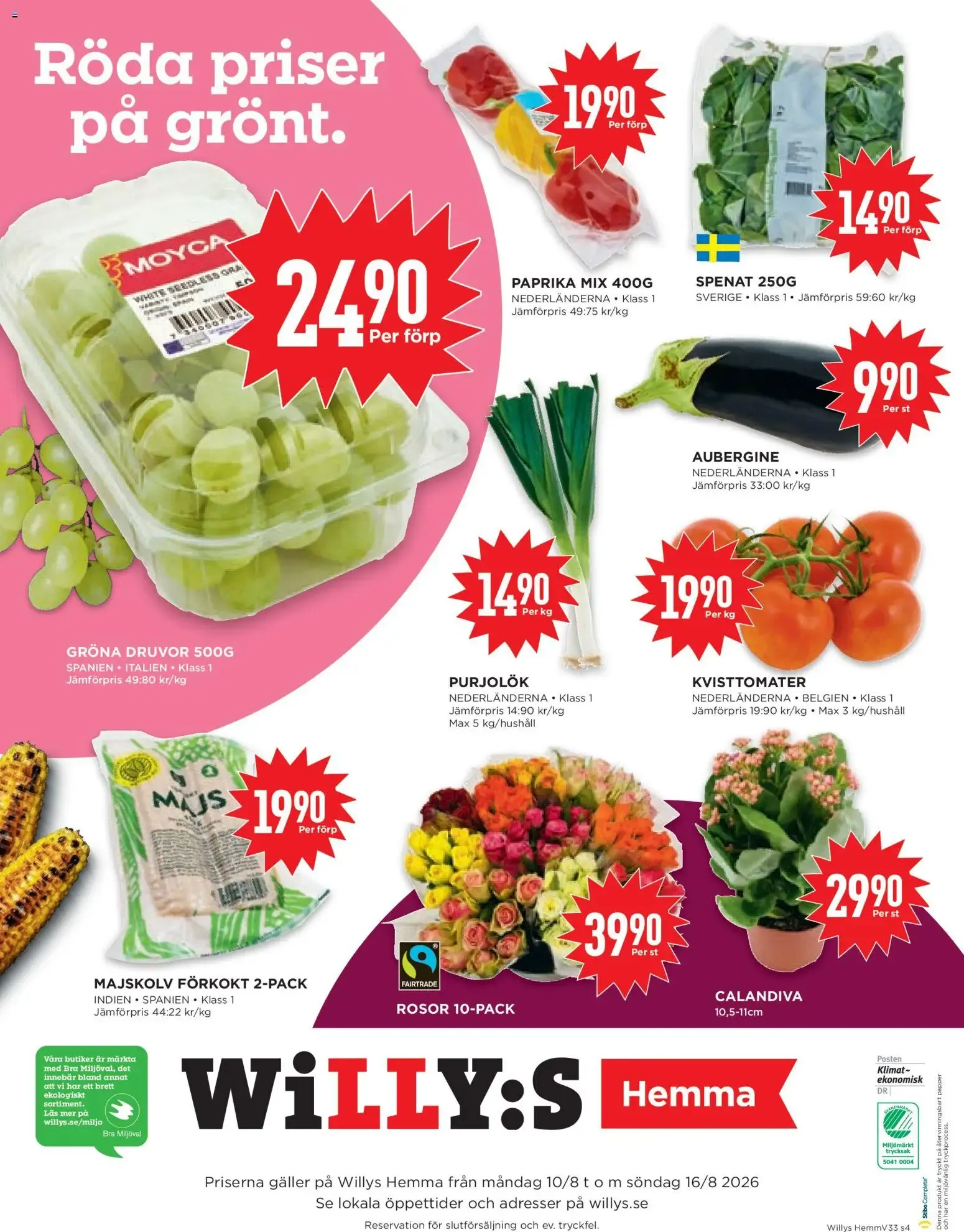 Willys erbjudanden Hemma från 10/08/2026 - 16/08/2026 > Reklamblad nuvarande rabatter från 10 augusti till 16 augusti 2026 - Reklamblad sidor 4