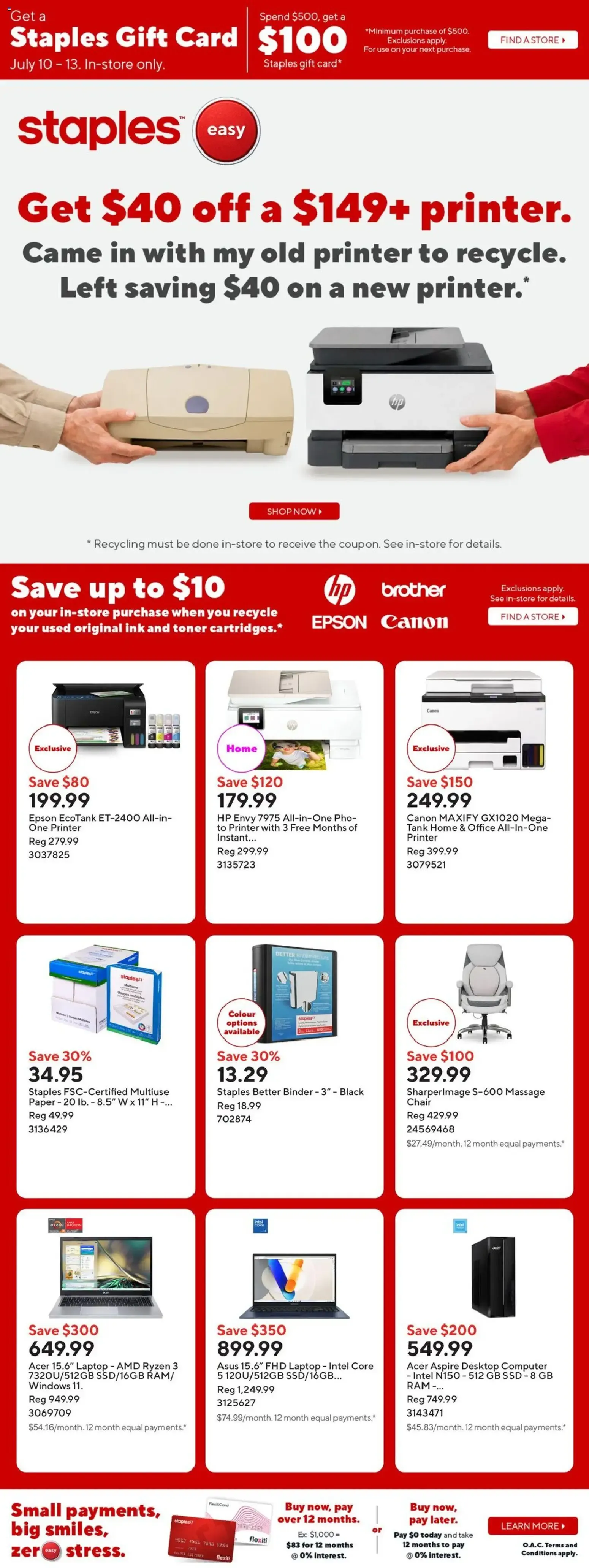 Staples Deals & Savings from July 10 to July 13 2026 - flyer page 1