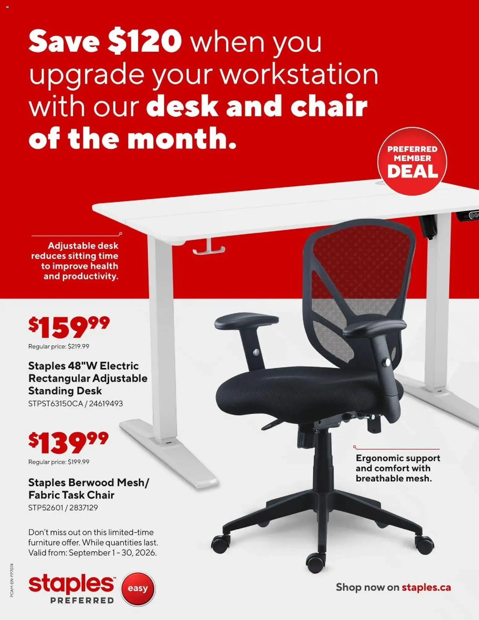 Staples: Ahorra $120 en Escritorio y Silla del Mes