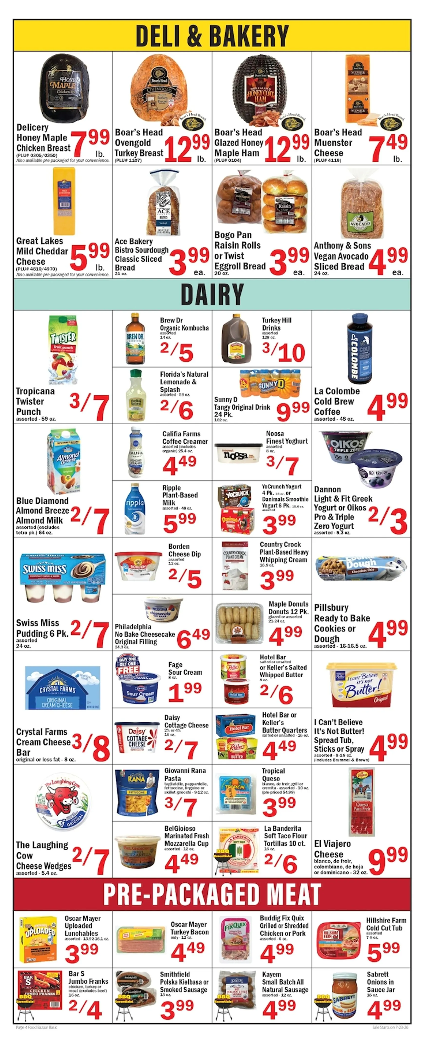 Weekly promotion Current Food Bazaar leaflet valid from Thursday 07/23/2026 to Wednesday 07/29/2026 spanning from July 23 to July 29 2026 - Page 4 for Catalogue 365