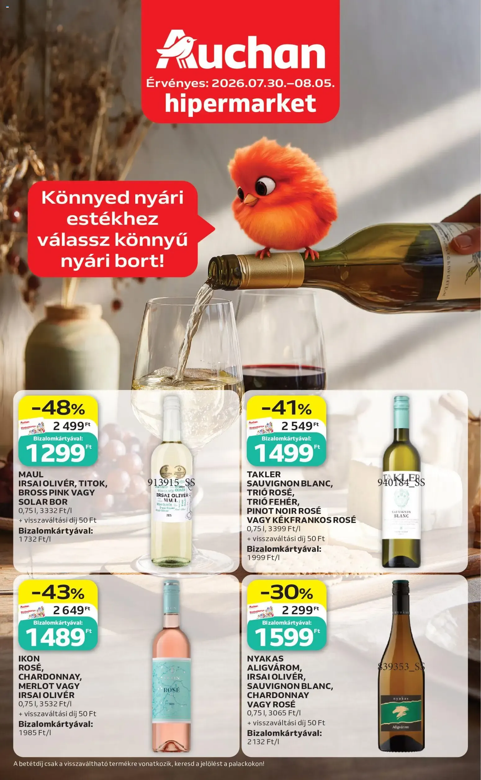 Katalógus Auchan Bor ajánlatok - 2026.07.30. -tól/töl > akció, lapozható szórólap 🛍️ július 30.-tól augusztus 5.-ig 2026. - Oldal 1