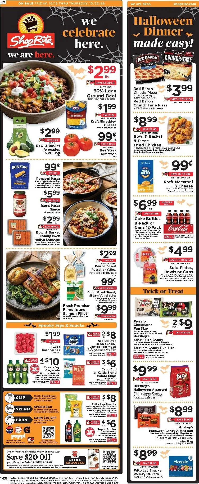 Weekly promotion Current ShopRite leaflet valid from Friday 10/16/2026 to Thursday 10/22/2026 spanning from October 16 to October 22 2026 - Page 1 for Catalogue 365