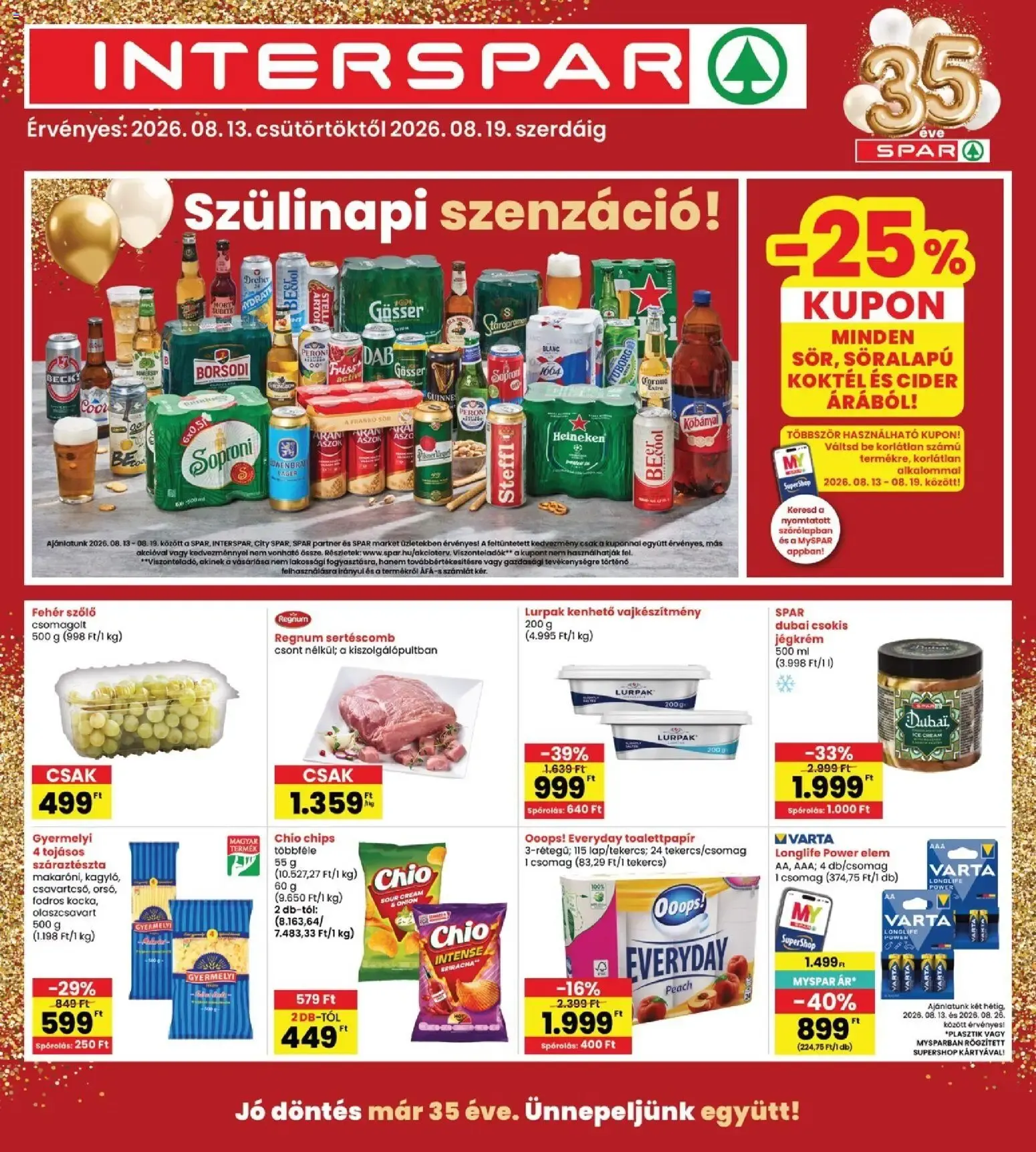 Katalógus Interspar akciós újság - 2026.08.13. -tól/töl > akció, lapozható szórólap 🛍️ augusztus 13.-tól augusztus 19.-ig 2026. - Oldal 1