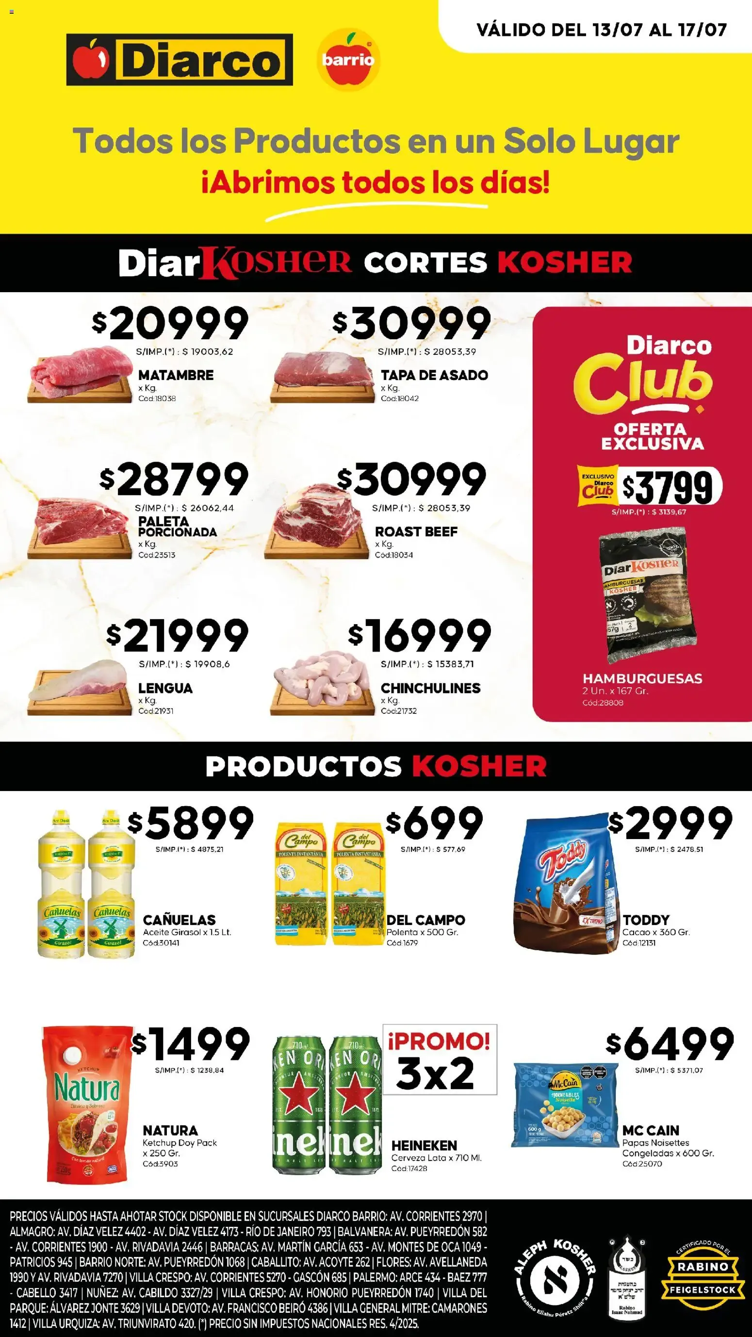Ofertas de Diarco OFERTAS KOSHER del 13/07/2026 - 17/07/2026 13 de julio al 17 de julio 2026 - Página 1 del catálogo