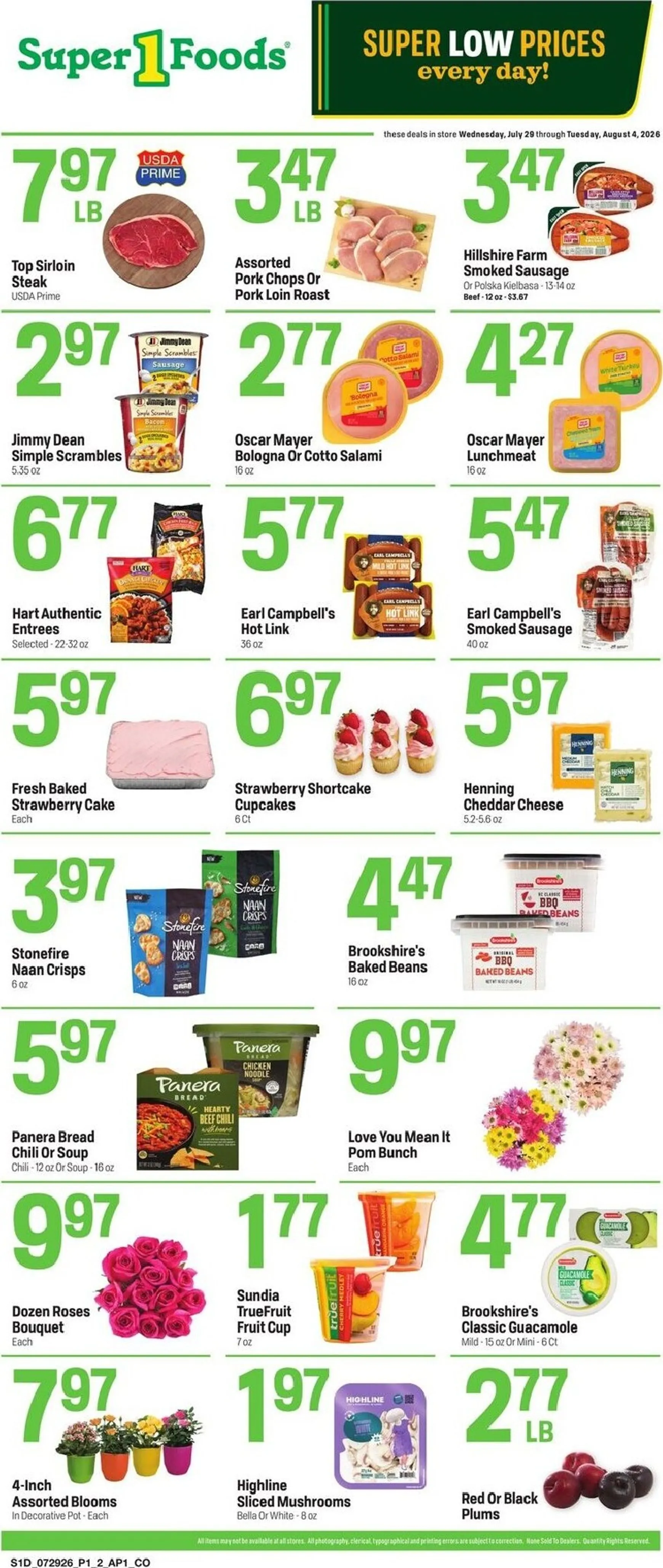 Weekly ad Super 1 Foods from July 29 to August 4 2026 - Page 1