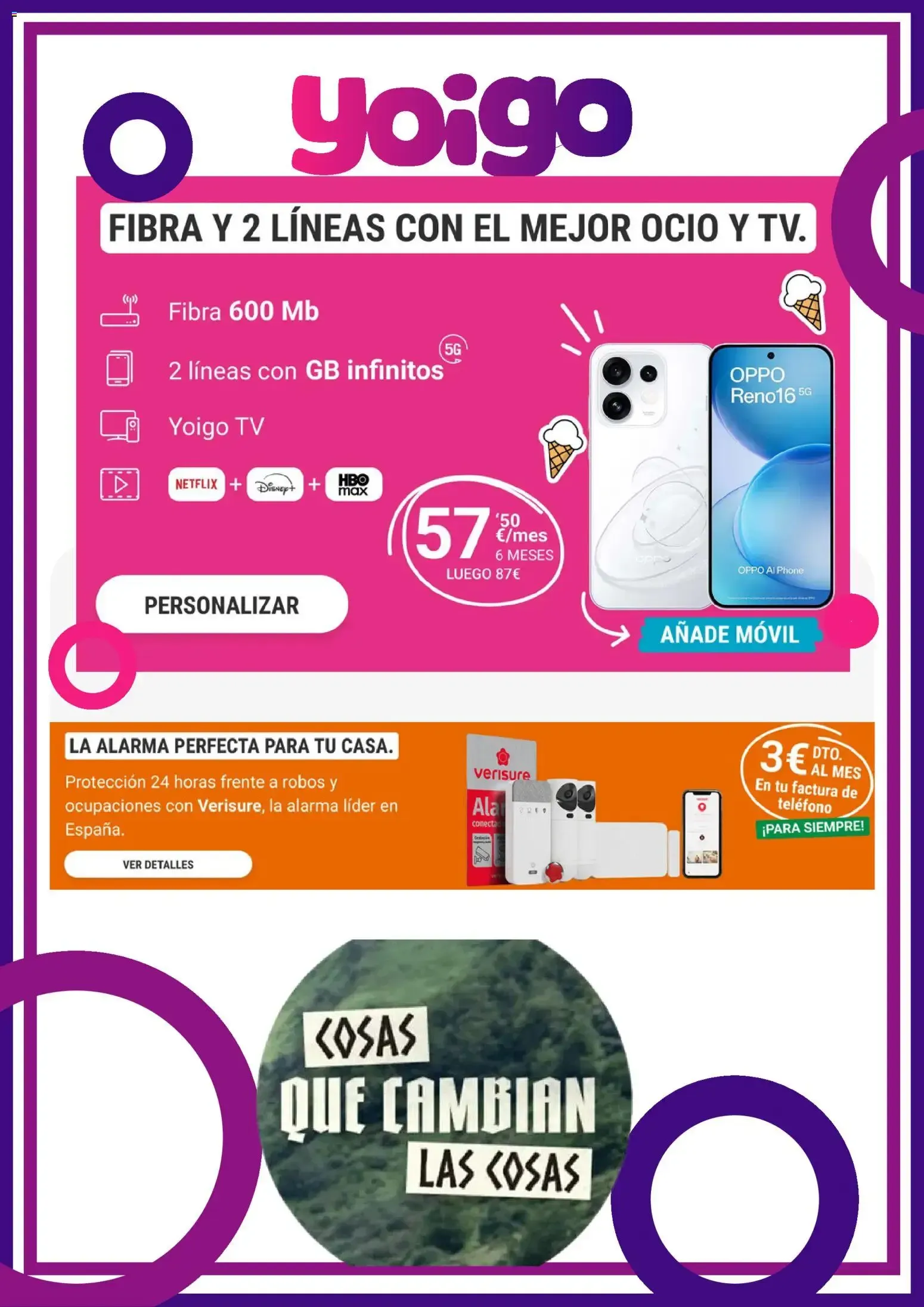 Yoigo: Fibra y 2 líneas con el mejor ocio y TV