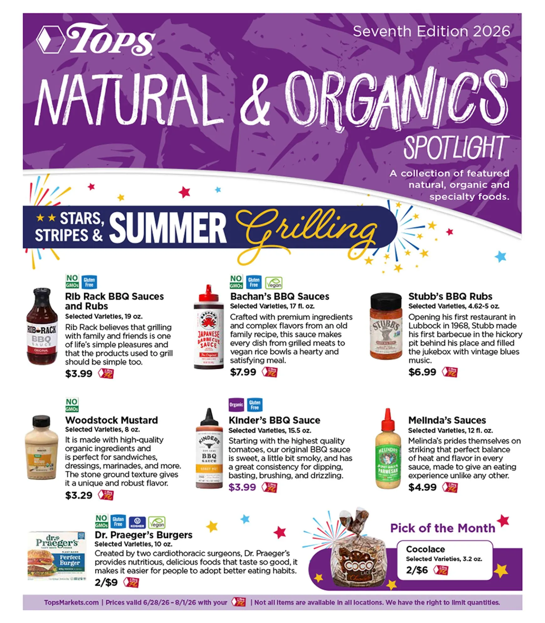 Current Tops Markets - Natural & Organics Spotlight leaflet valid from Sunday 06/28/2026 to Saturday 08/01/2026