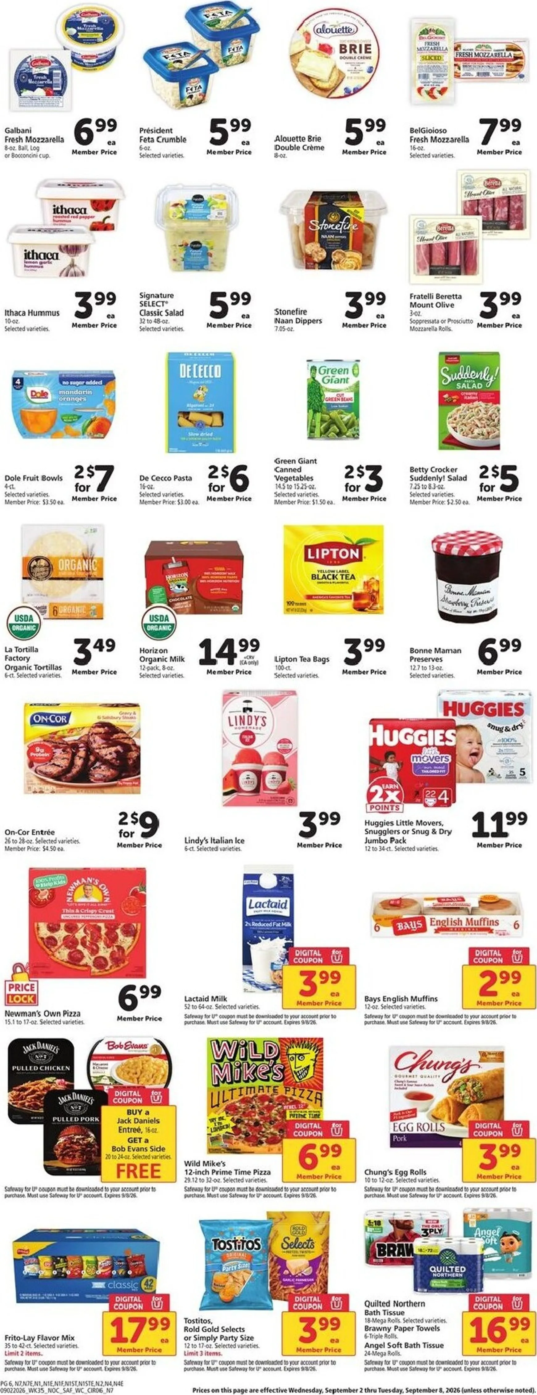 Weekly promotion Safeway Weekly Ad spanning from September 2 to September 8 2026 - Page 6 for Catalogue 365