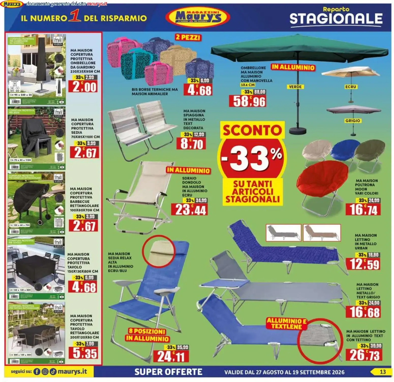 Maury's volantino dal 27/08/2026 - online Offerte da 27 agosto a 19 settembre di 2026 - Pagina del volantino 13