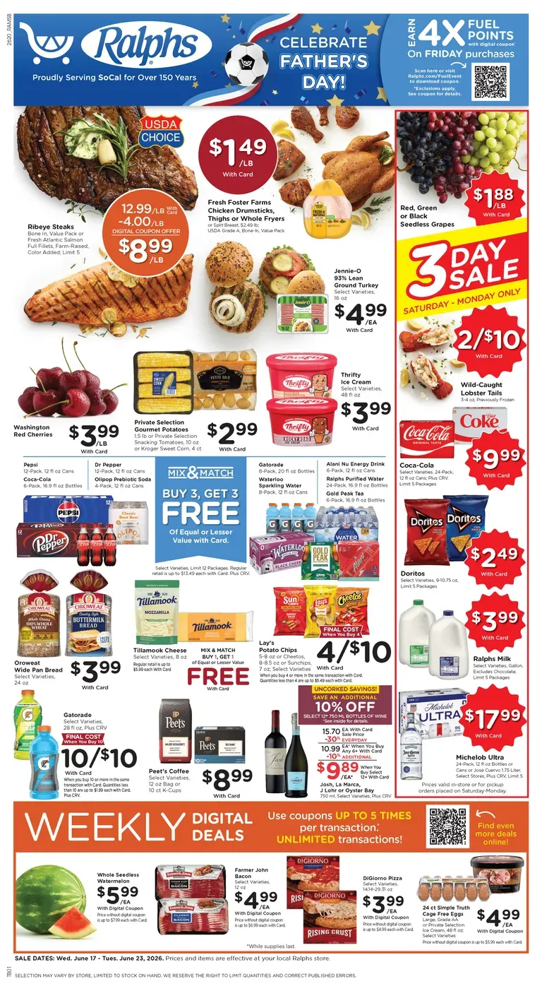 Weekly ad Current Ralphs leaflet valid from Wednesday 06/17/2026 to Tuesday 06/23/2026 from June 17 to June 23 2026 - Page 1