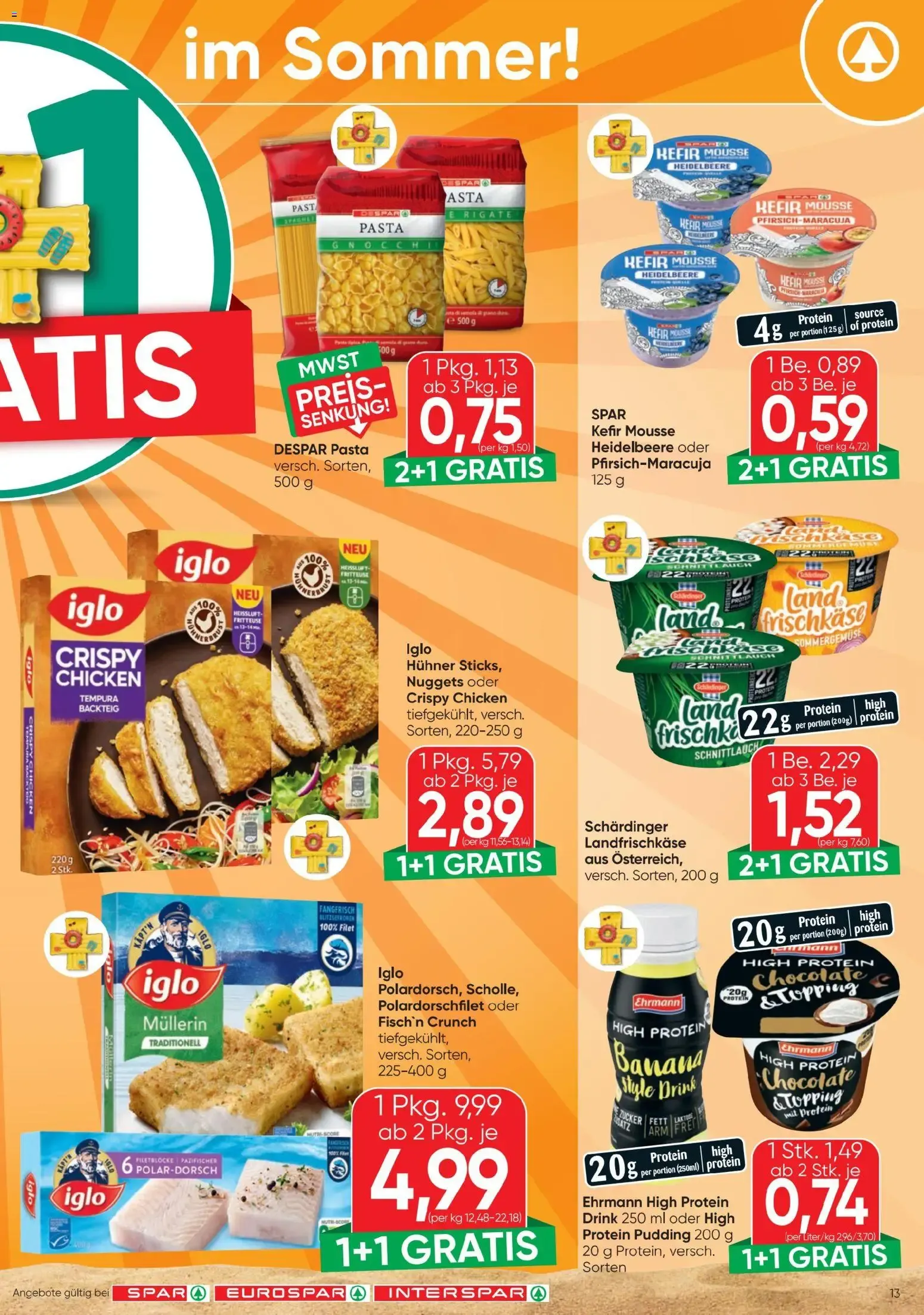 Spar - Flugblatt (30.07.2026) - Angebote und Prospekt von 30. Juli bis 12. August 2026 - Flugblätt seite 13
