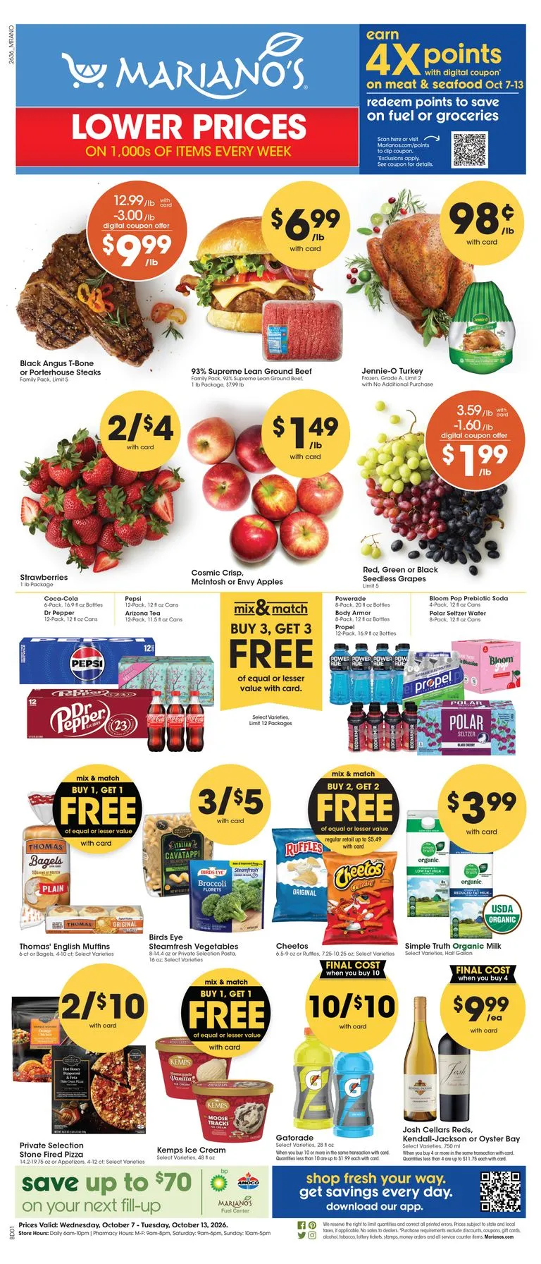 Weekly promotion Mariano's: Lower Prices on 1,000s of Items Every Week spanning from October 7 to October 13 2026 - Page 1 for Catalogue 365