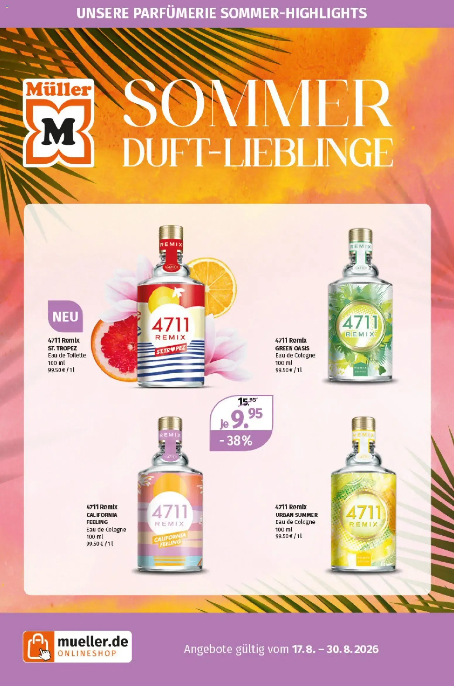 Unsere Parfümerie Sommer-Highlights: Sommer Duft-Lieblinge von 17. August bis 30. August 2026 - Prospekt seite 1