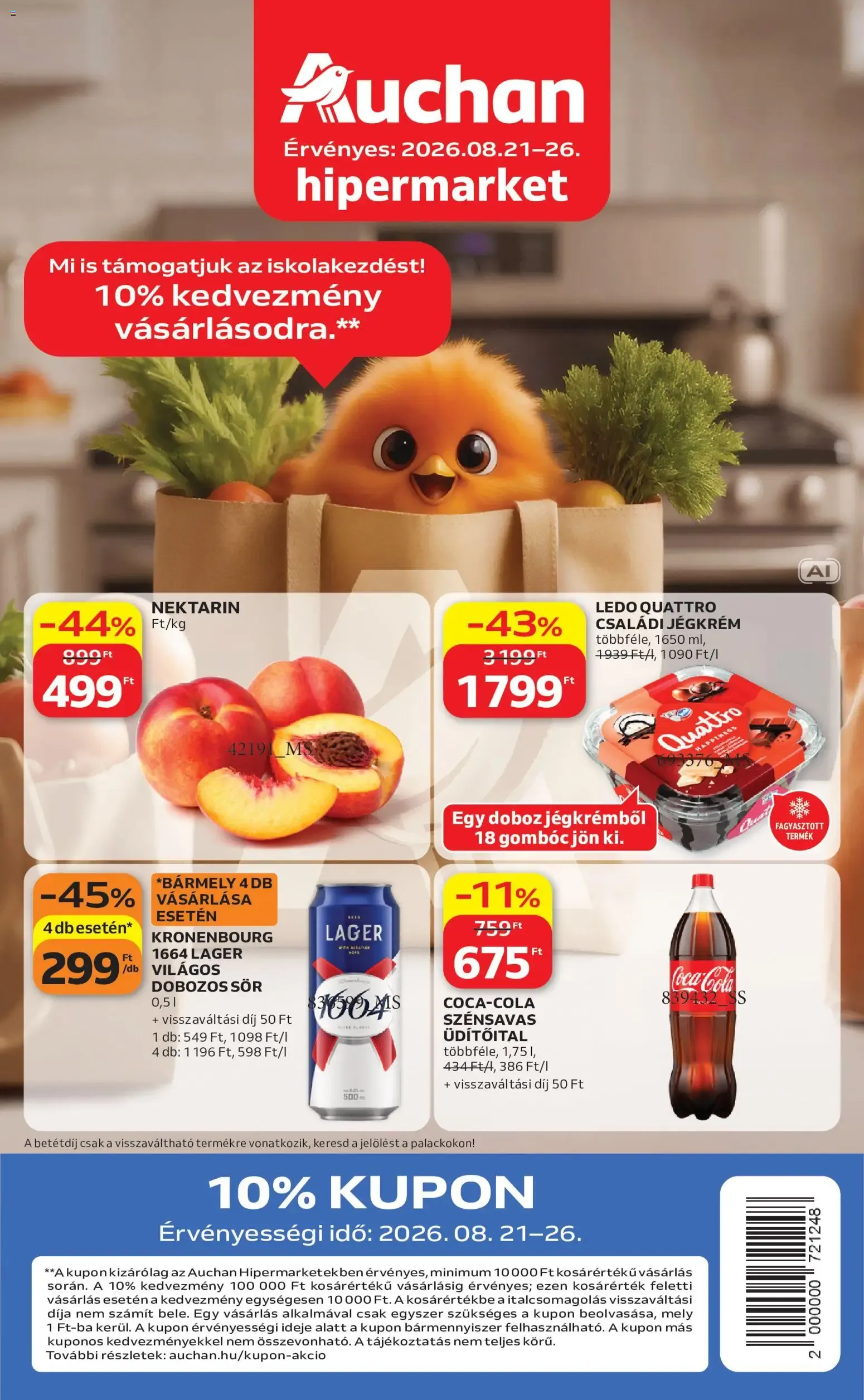 Katalógus Auchan akciós újság - 2026.08.21. -tól/töl > akció, lapozható szórólap 🛍️ augusztus 21.-tól augusztus 26.-ig 2026. - Oldal 1