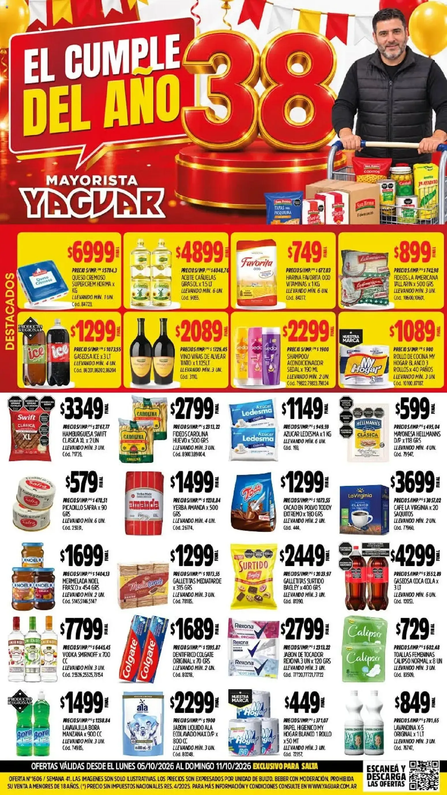 Ofertas de Mayorista Yaguar - El Cumple del Año 38 - Oferta Semanal Salta 5 de octubre al 11 de octubre 2026 - Página 1 del catálogo